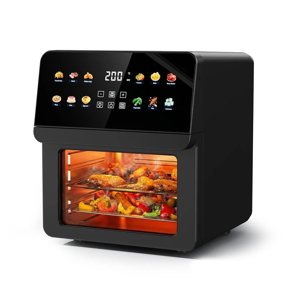 Ludatido 12QT Air Fryer Oven, 8-in-1 Toaster Oven Combo, Family Size, Black