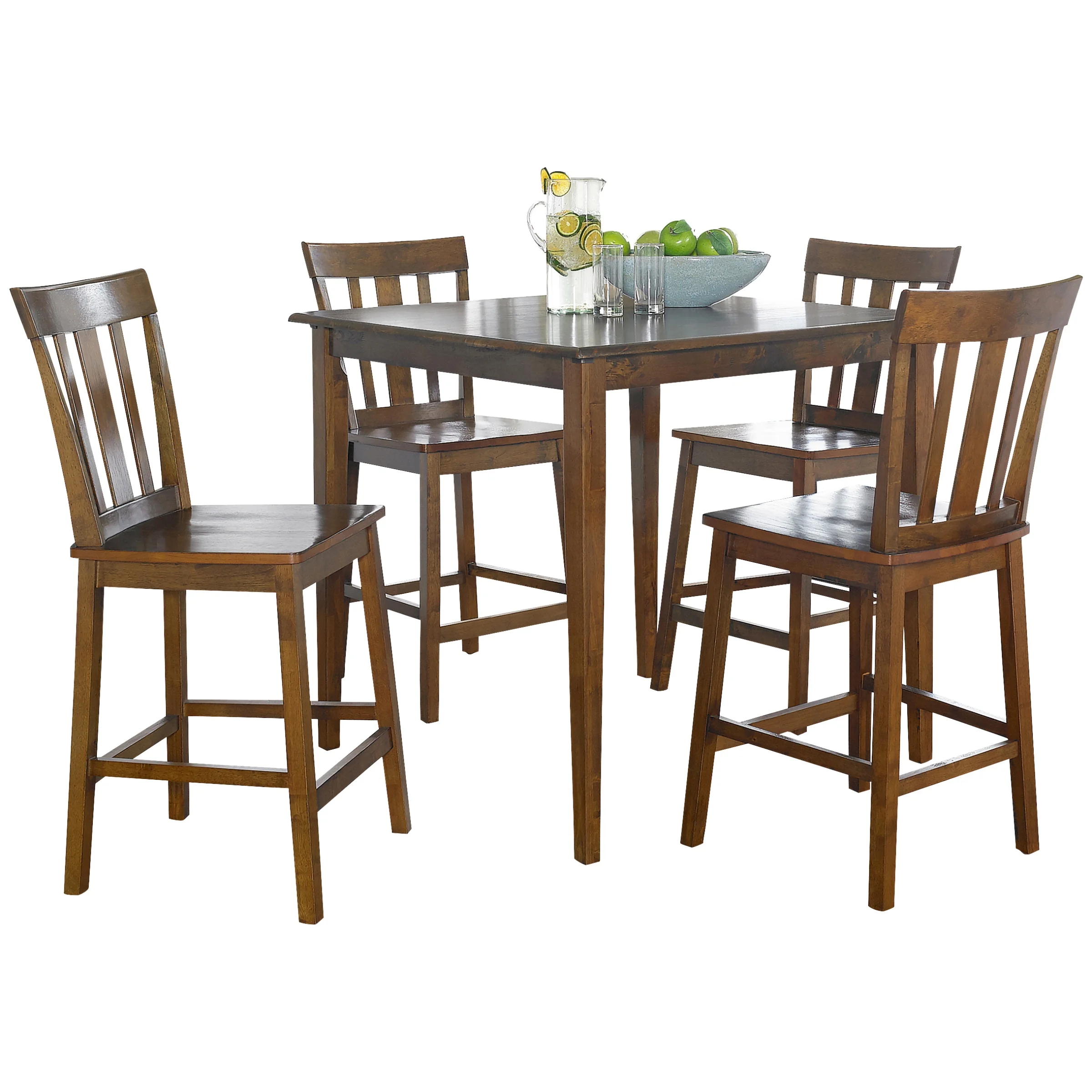 5 Piece Mission Counter Height Dining Set, Solid Wood, Cherry Color for Indoor(Cherry) Image 4