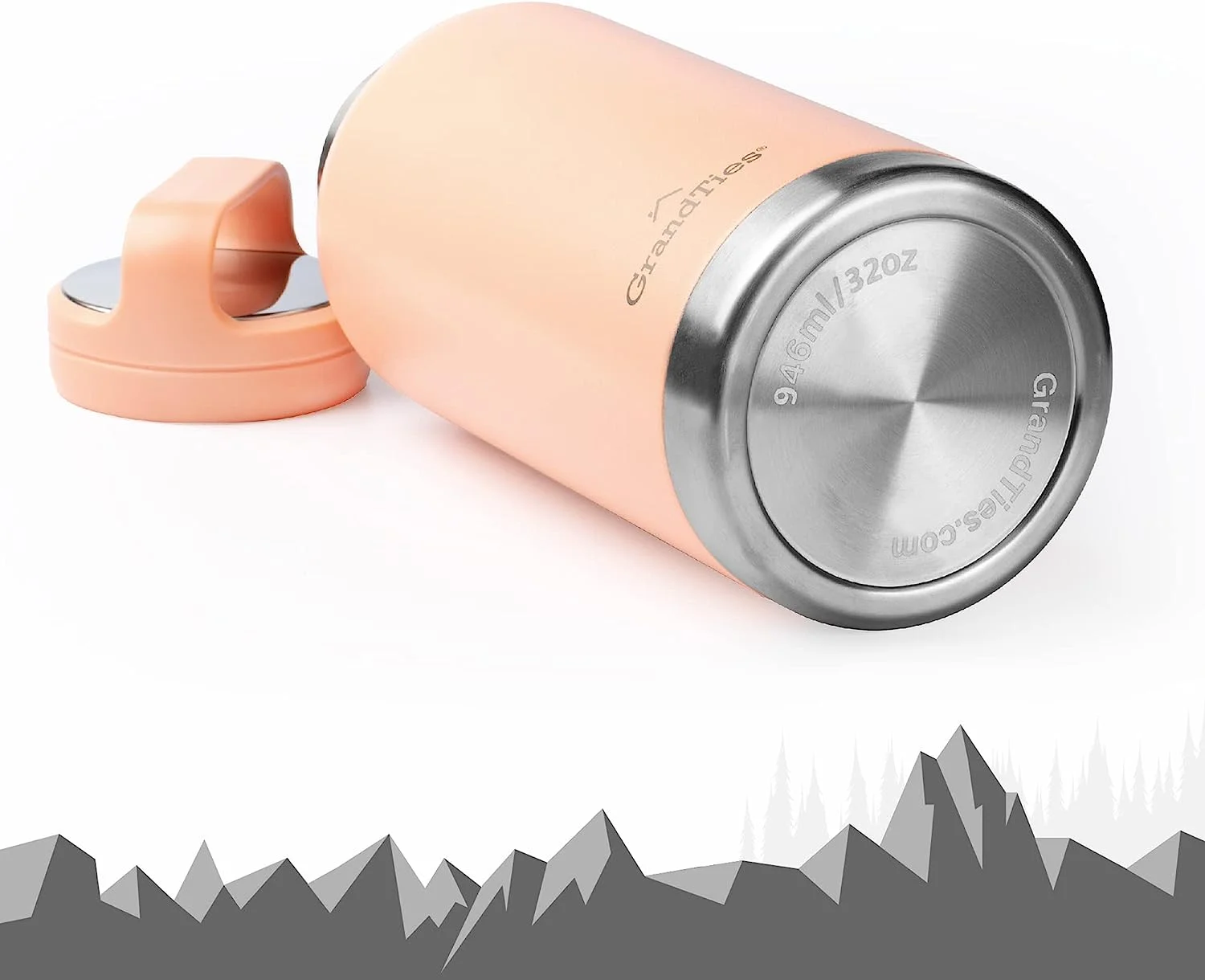 32 Ounces Wide Mouth Stainless Steel Insulated Water Bottle - Rose Salt with 2 Lids, BPA-Free Travel Canteen for Gym, Hiking, Camping, and Outdoor Activities(Rose Salt 32 oz/32 Pack)
