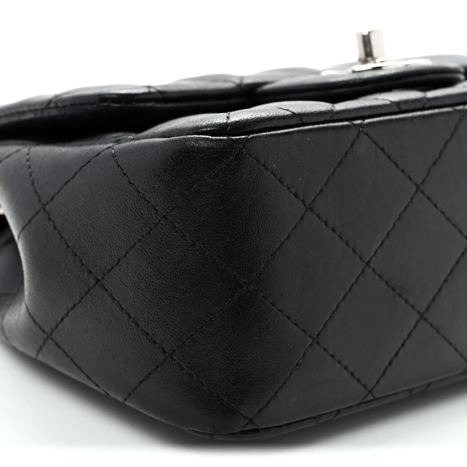 Lambskin Quilted Mini Square Flap Black
