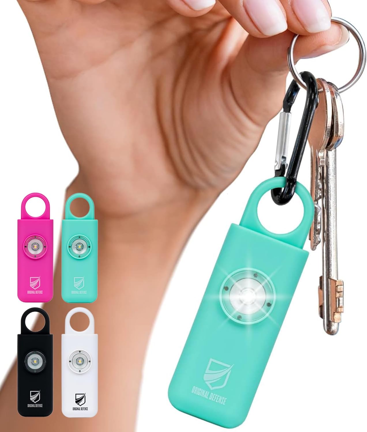 Original Defense® Siren Self-Defense Alarm - 130 dB Keychain Alarm with LED Strobe Light for Women, Children, and Elderly - Police Recommended - (Mint, 1 Count)