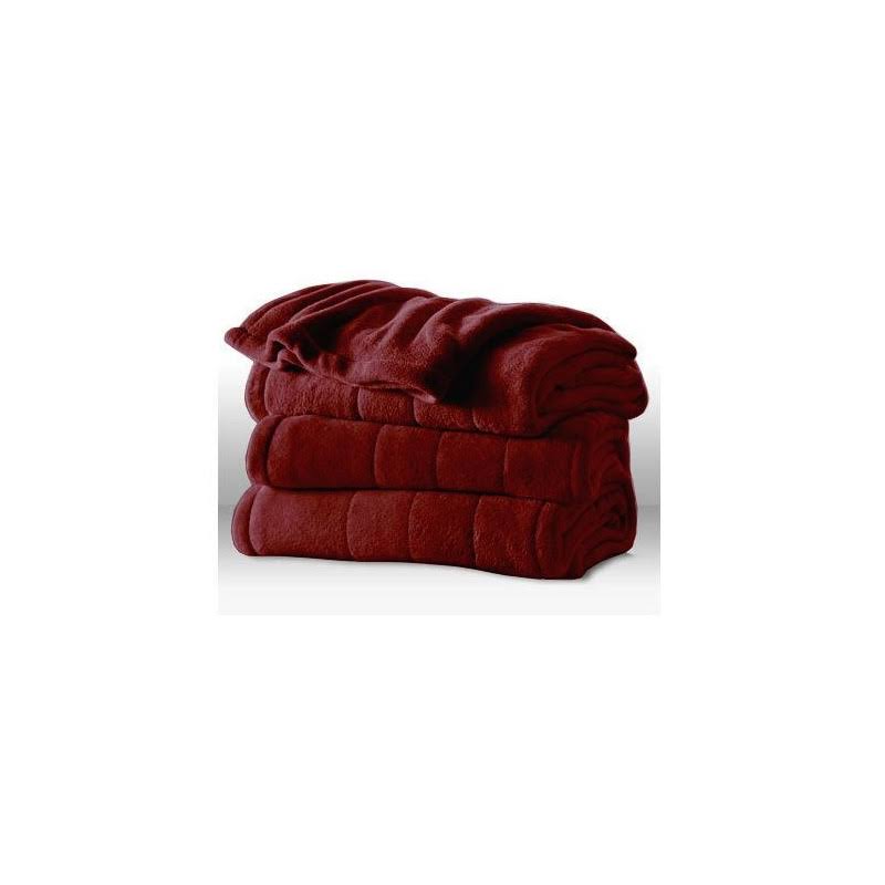Sunbeam Channeled Microplush Heated Electric Blanket King Garnet Red