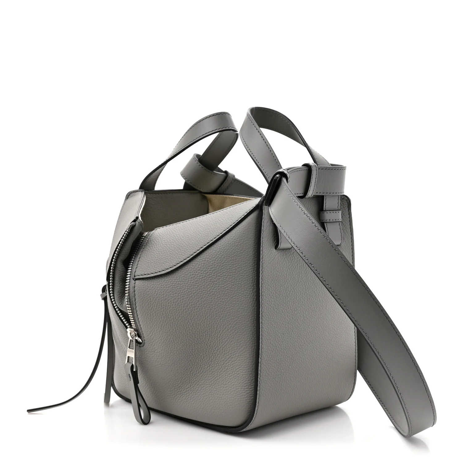 Grained Calfskin Mini Hammock Shoulder Bag Pearl Grey
