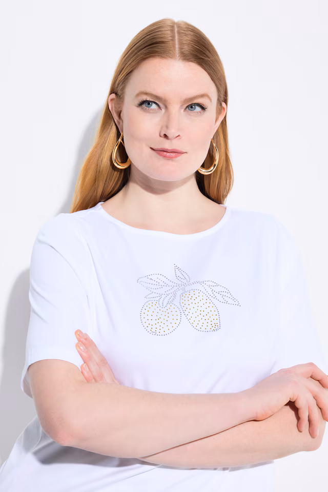 Rhinestone Lemon Boat Neck Tee