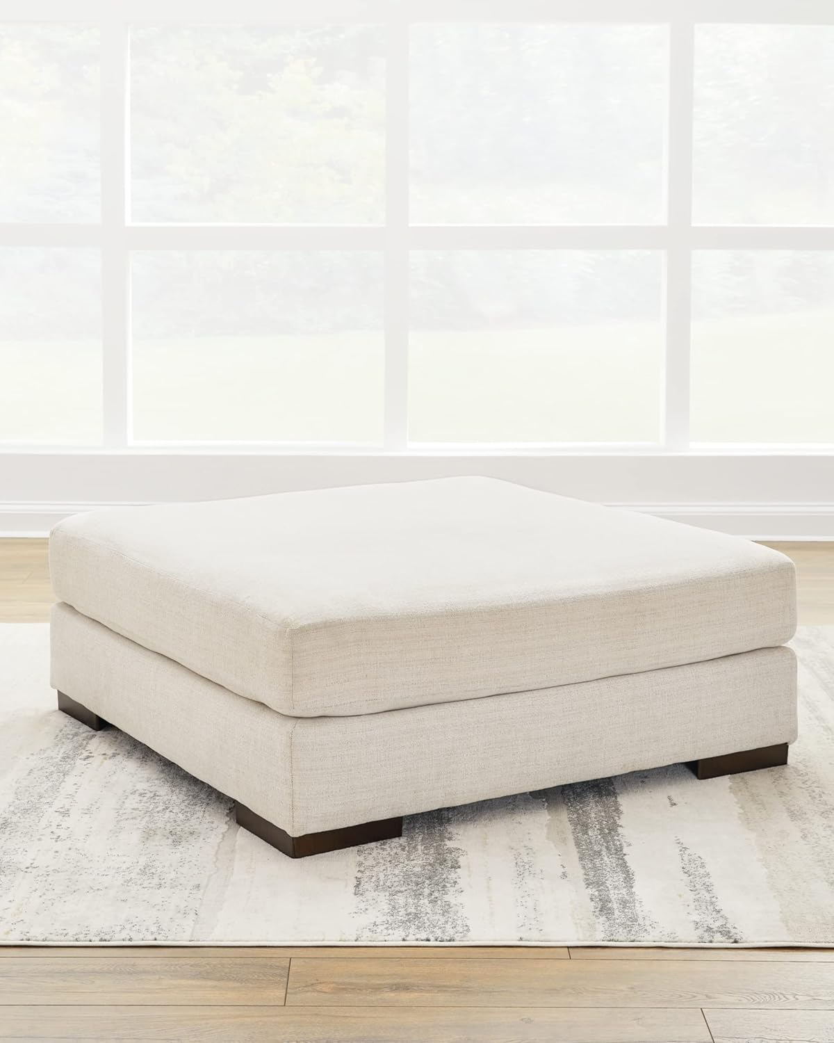Signature Design by Ashley Lyndeboro Contemporary Oversized Upholstered Accent Ottoman, Beige