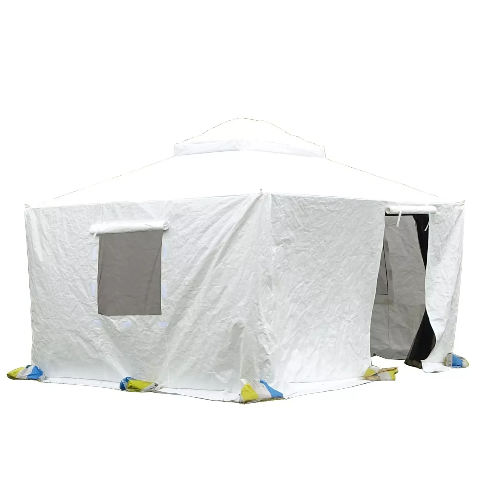 Domi 8' x 8' Double Roof Universal Winter Gazebo Cover for Hardtop Gazebos,Enclosed Cover with Sidewalls and Mesh Windows Waterproof (White)