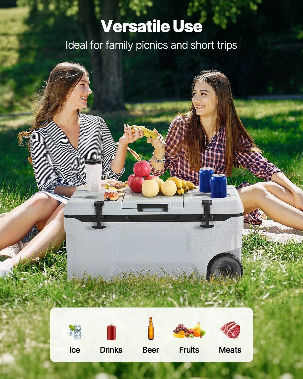 Portable Wheel Cooler 74 quarts, 120 tank capacity, insulated rolling cooler with cup holder for outdoor, camping, beach and picnic use - Image 6