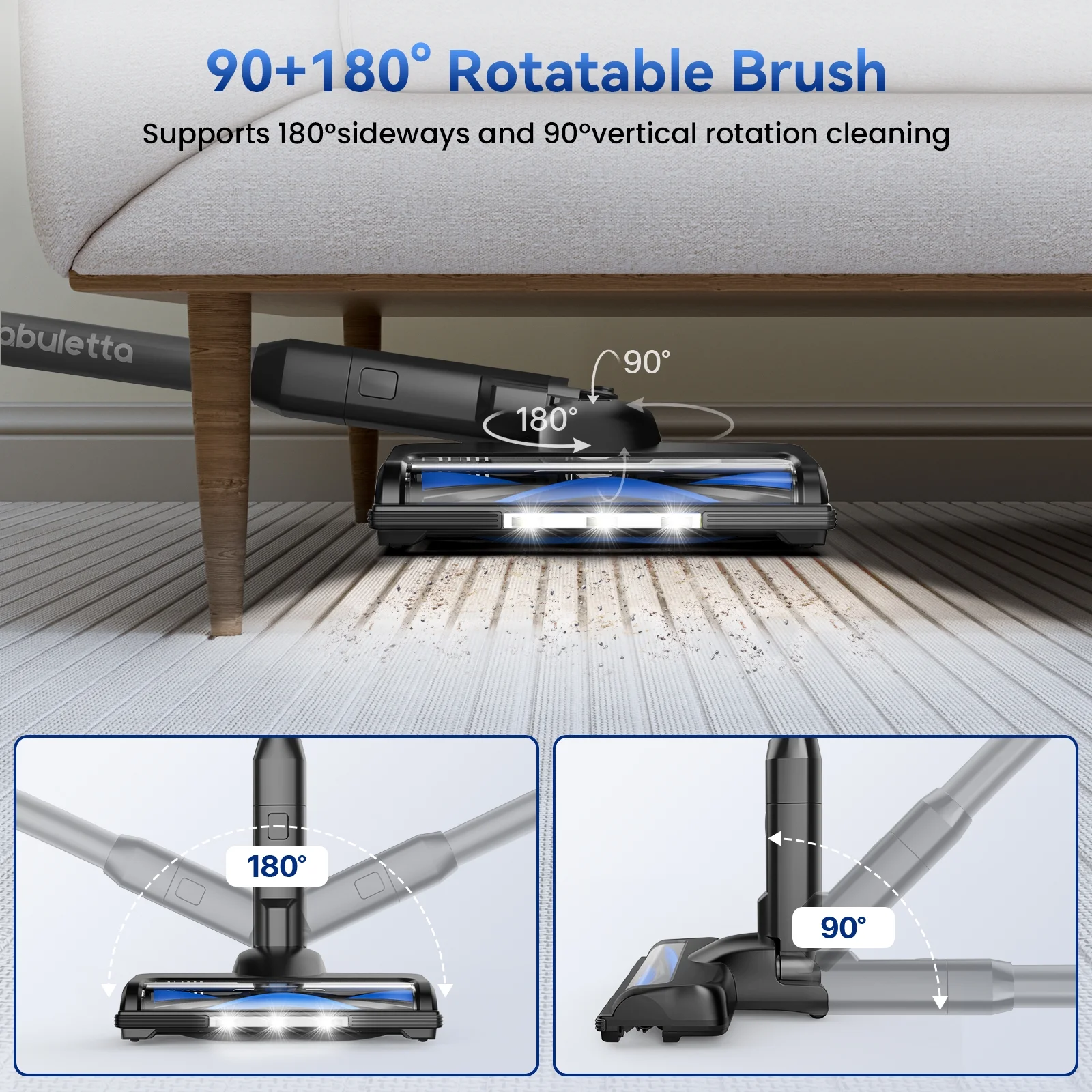 Cordless Vacuum Cleaner 35KPA Self-Standing Stick Vacuum 50min 400W Vac for Home Pet Hair Car Carpet Hardwood Floor, Black(Black) - Image 4