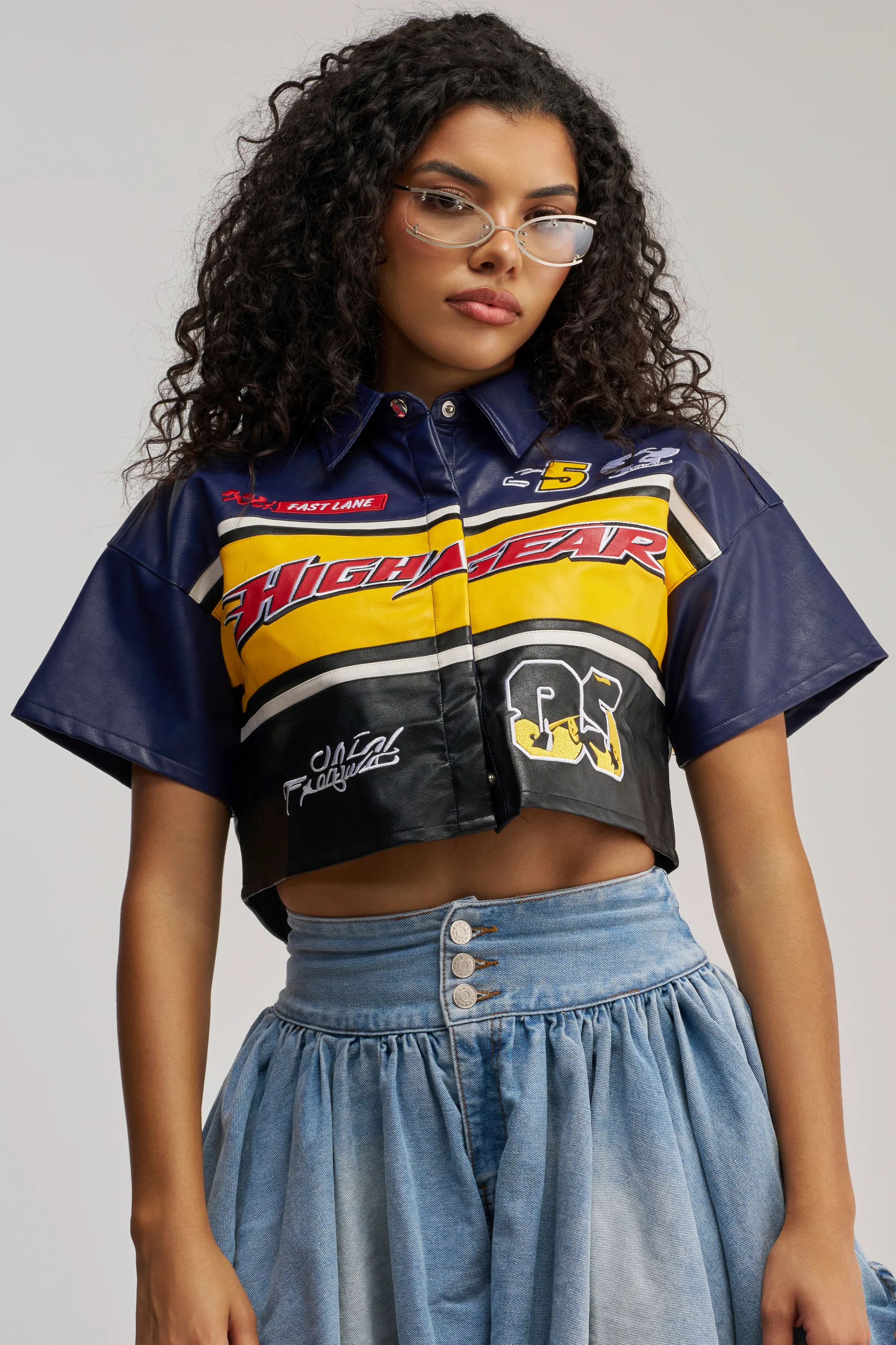 HIGH GEAR FAUX LEATHER SHORT SLEEVE BUTTON DOWN - Akira Store