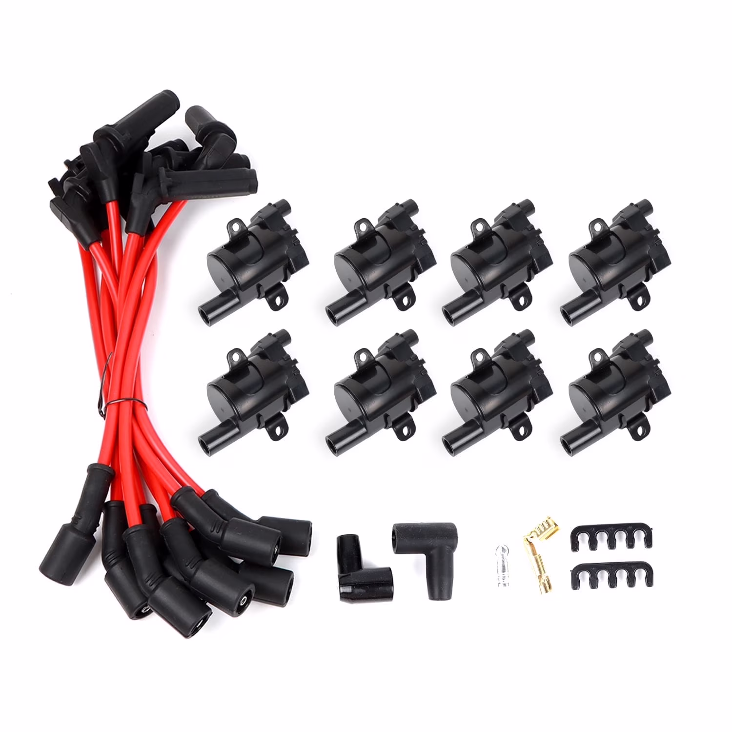 8pcs Ignition Coils + 8pcs Spark Plug Wires For Chevy Silverado GMC 4.8L 5.3L 6.0L UF262