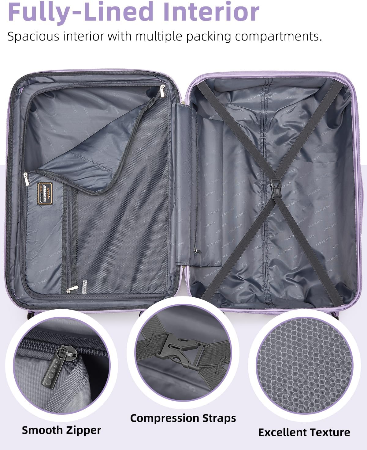 Ensemble de 6 valises, ensemble de valises rigides extensibles avec roulettes multidirectionnelles, ensemble de bagages à roulettes légers