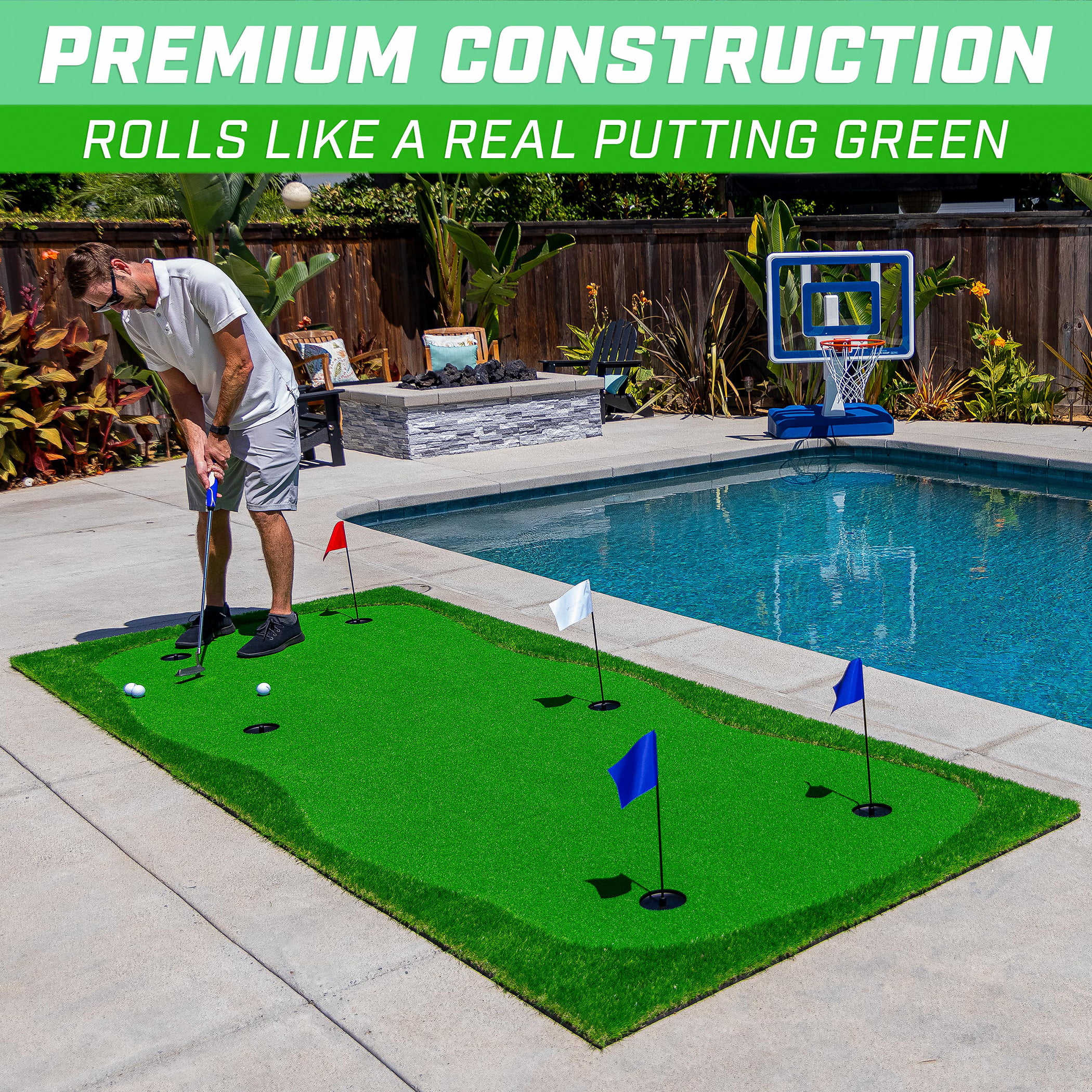 Green de putting GoSports 12'x5' pour l'entraînement au putting en intérieur et en extérieur