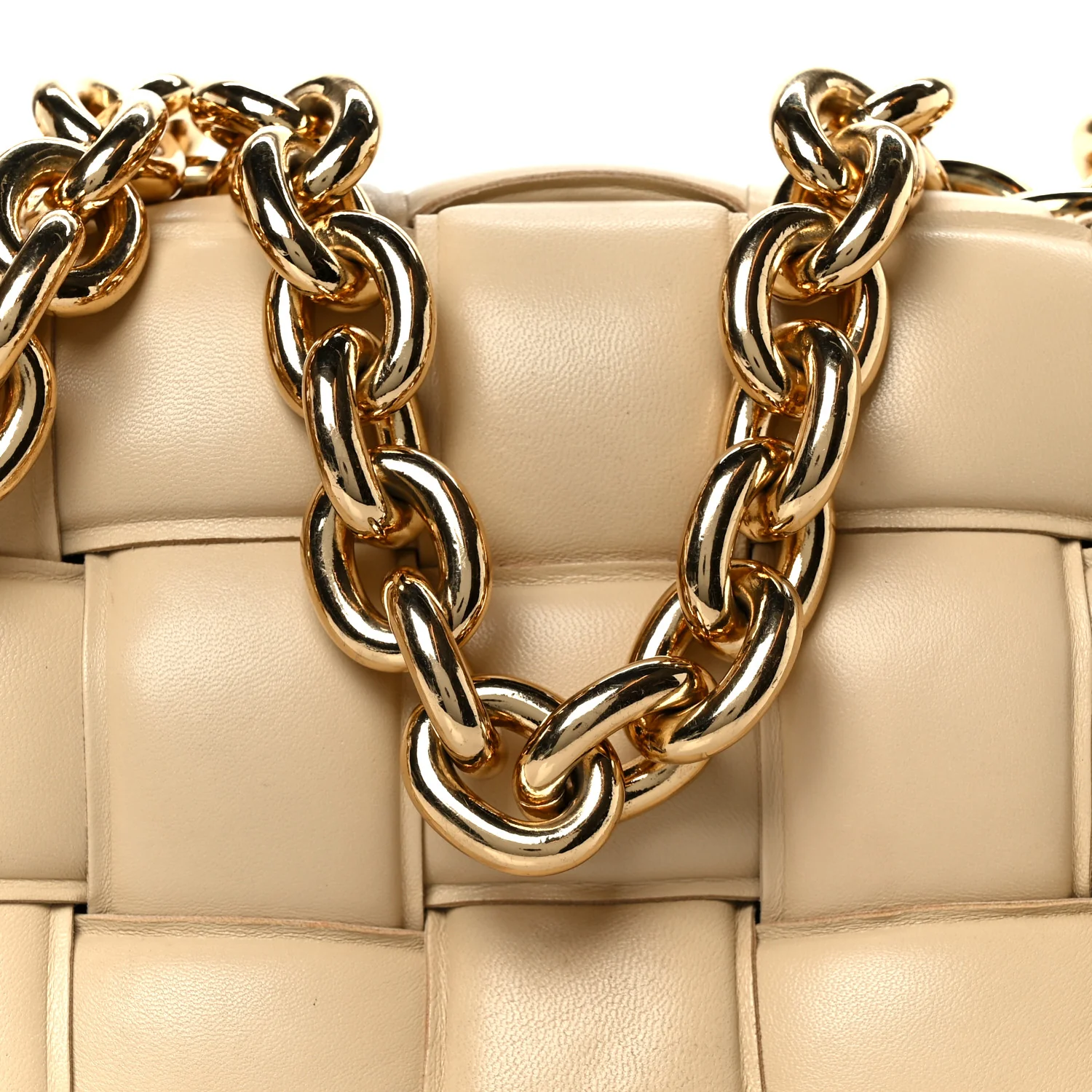 Lambskin Maxi Intreccio Padded Chain Cassette Crossbody Bag Porridge