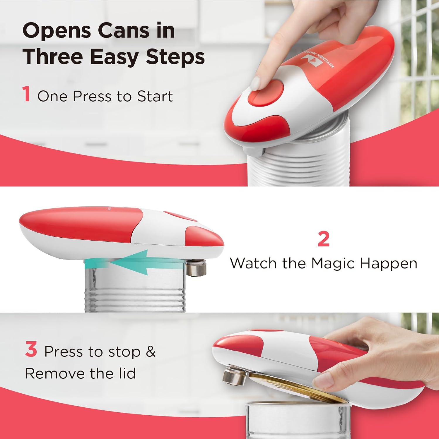Kitchen Mama Auto Electric Can Opener, Red