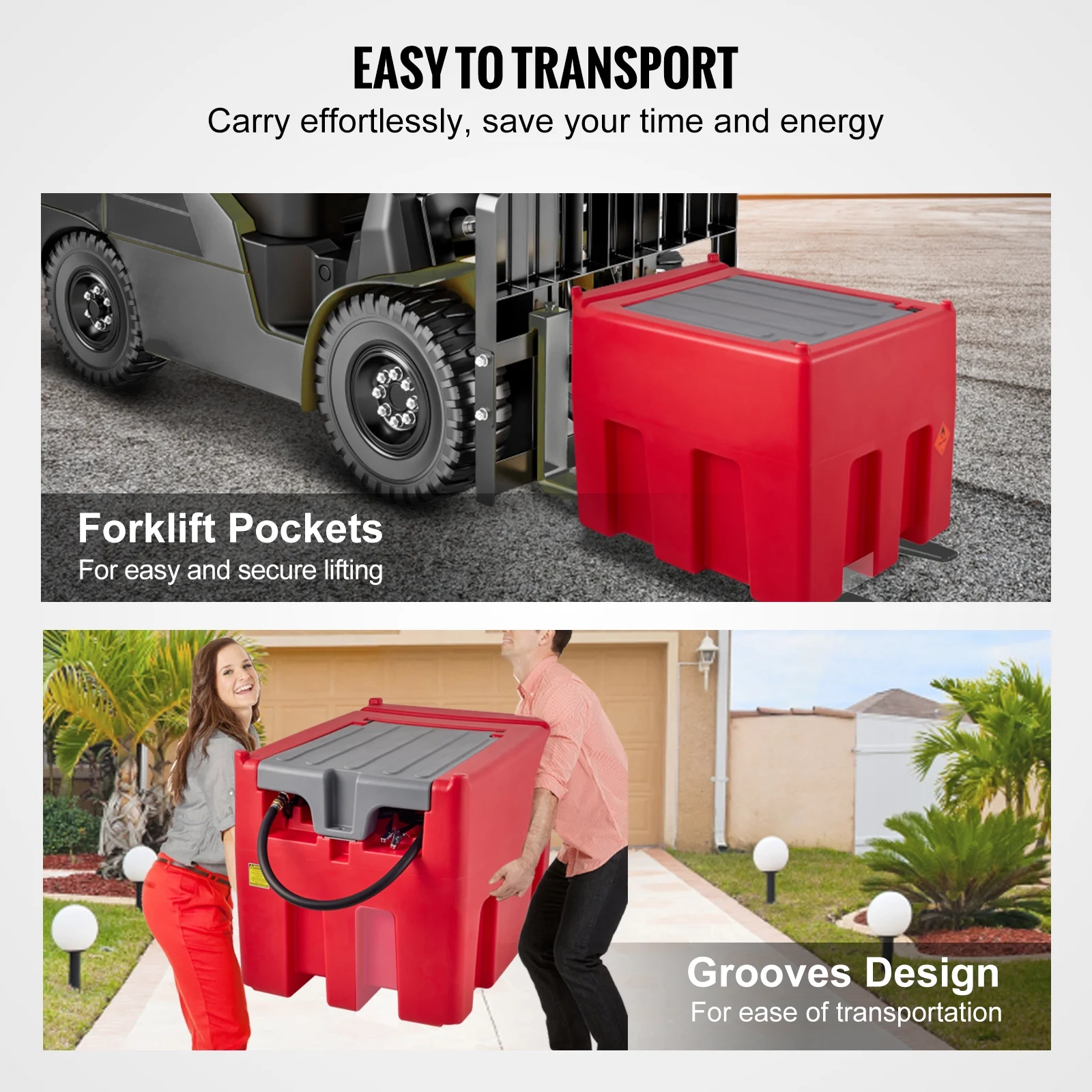Mobile Diesel Container, 116 Gal 10 GPM Pump, 12V Electric Pump 13.1ft Hose, PE Fuel Storage for Transport, Red - Image 7