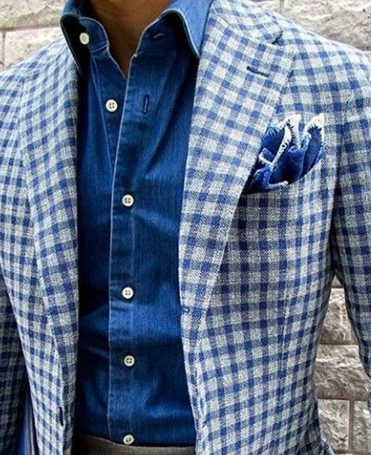 Blazer à carreaux style business casual, col cranté, simple boutonnage, poches