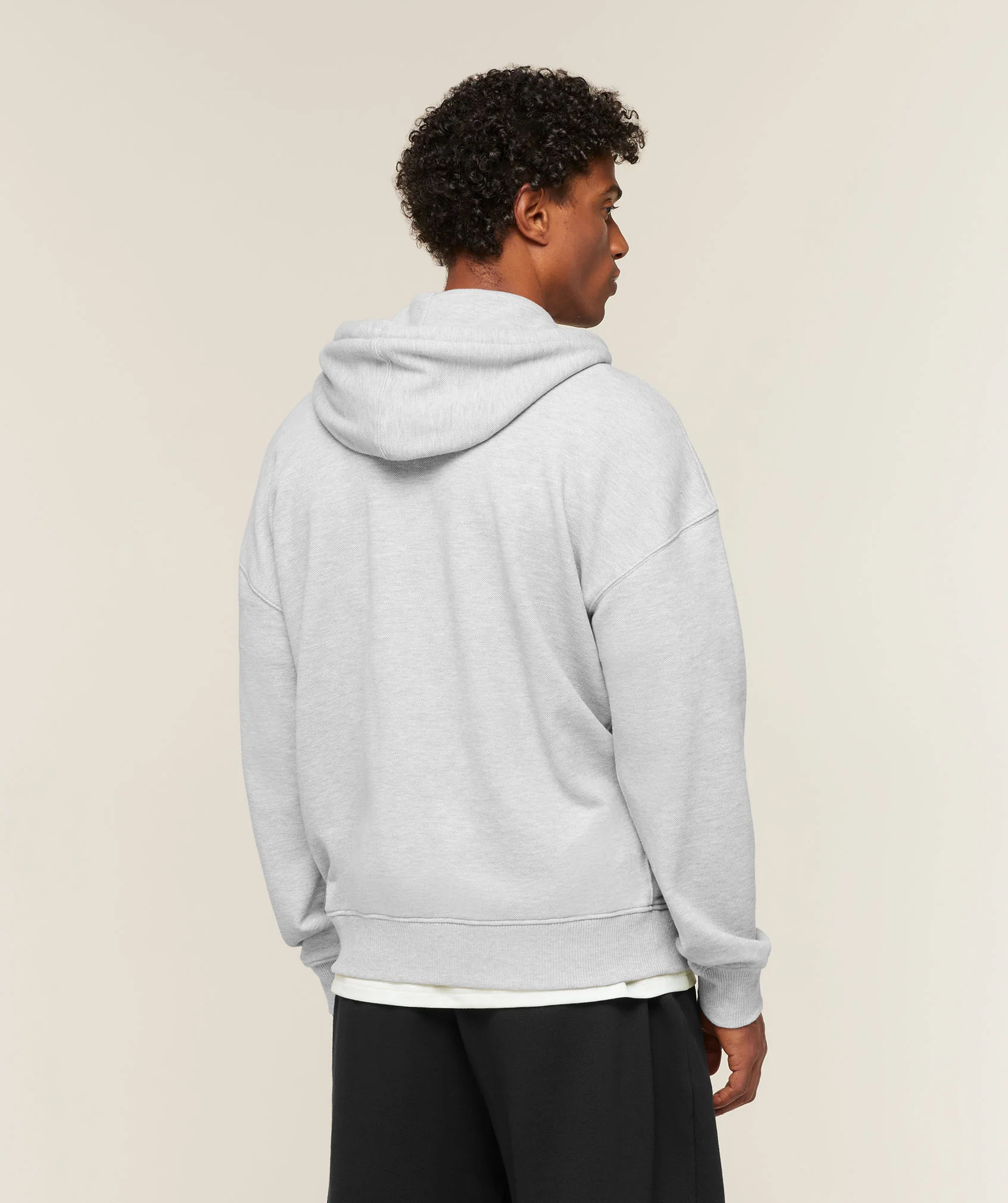 CAMPUS CREST ZIP THROUGH HOODIE - Soft Grey Marl