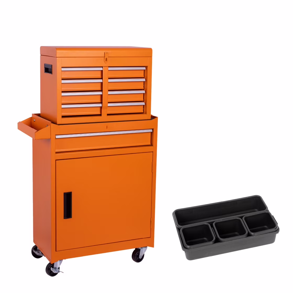 5-Drawer Rolling Tool Chest, 2 in 1 Detachable Tool Box with Lockable Wheels, Adjustable Shelf, and Liner for Garage and Workshop Storage (Yellow)