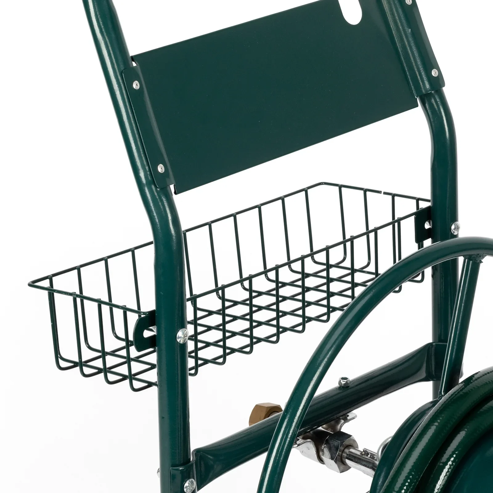Winado Yard Garden Water Hose Reel Cart Iron Four-Wheel Pipe Truck Dark Green