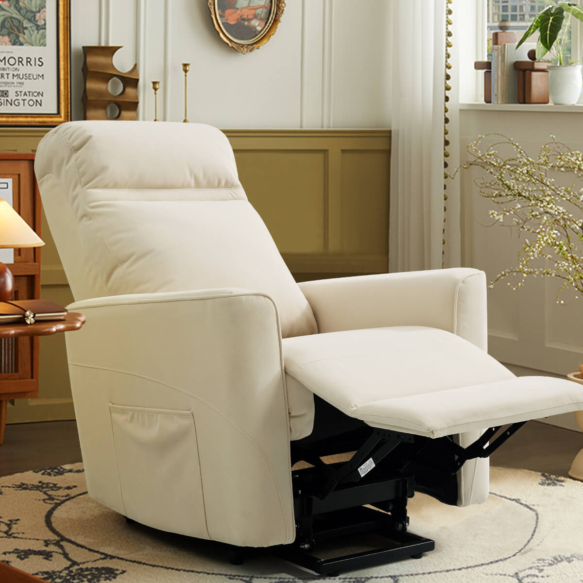 Fauteuil releveur électrique avec massage par pétrissage, en tissu