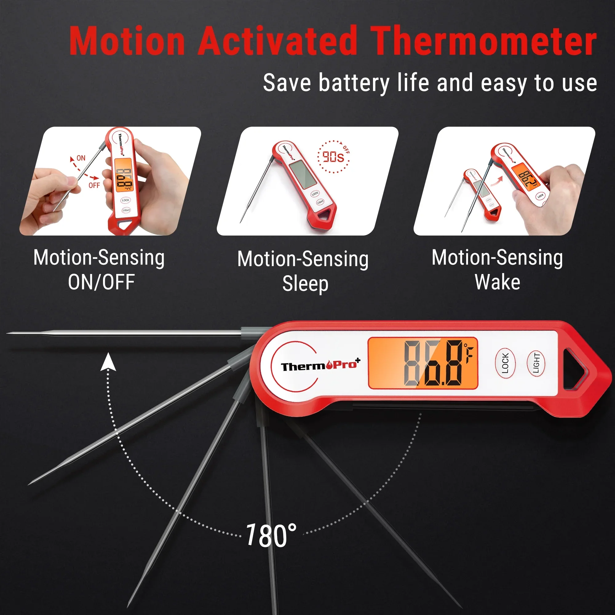 TP19HW Waterproof Digital Meat Thermometer, Food Candy Cooking Grill Kitchen Thermometer with Magnet and LED Display for Oil Deep Fry Smoker BBQ Thermometer