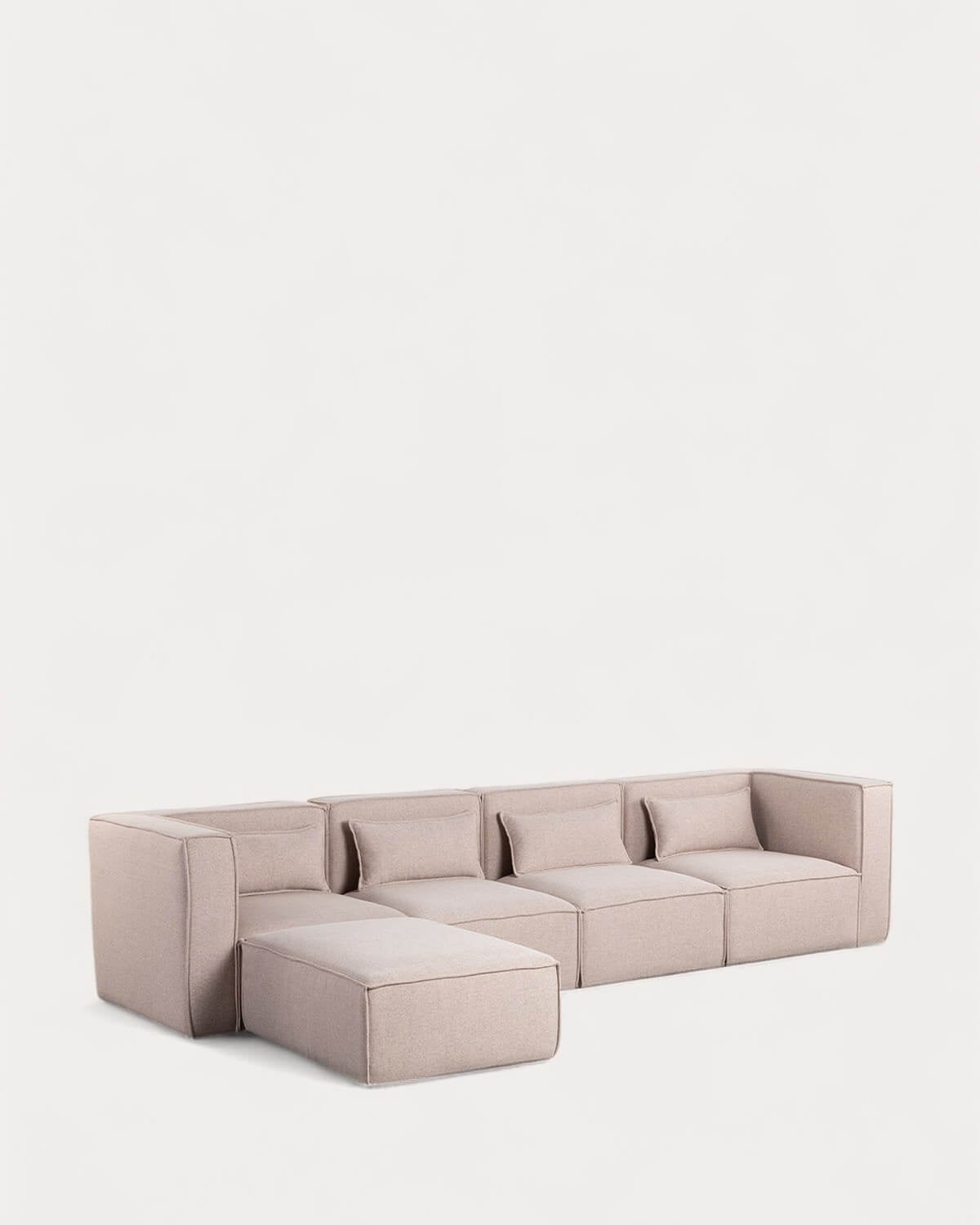 Kilhe Tela - Sofá Modular de 4 Piezas con 2 Sillones Esquineros y Puff de Tela Kilhe