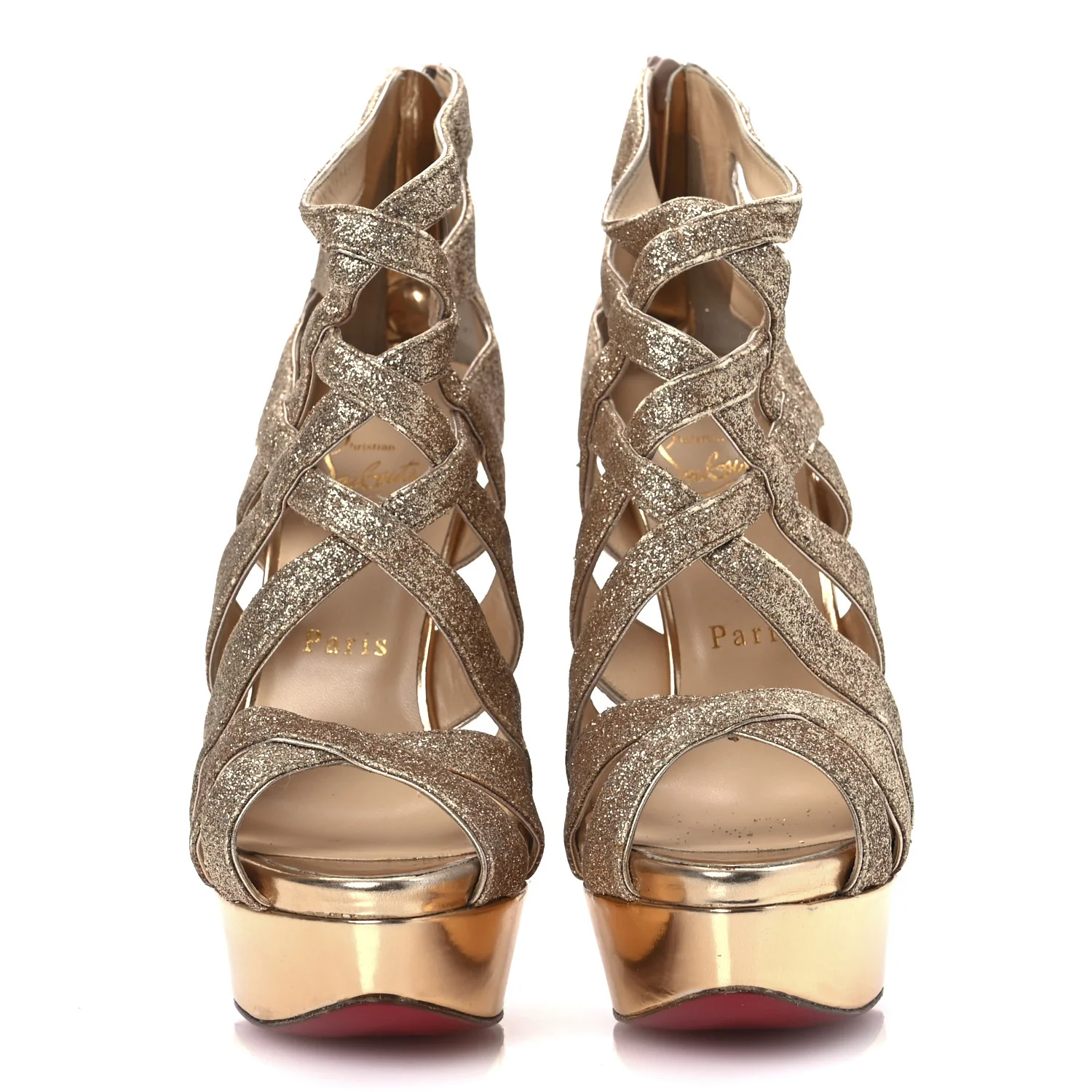 Glitter Mini Specchio Balota Platform Sandals 37.5 Gold