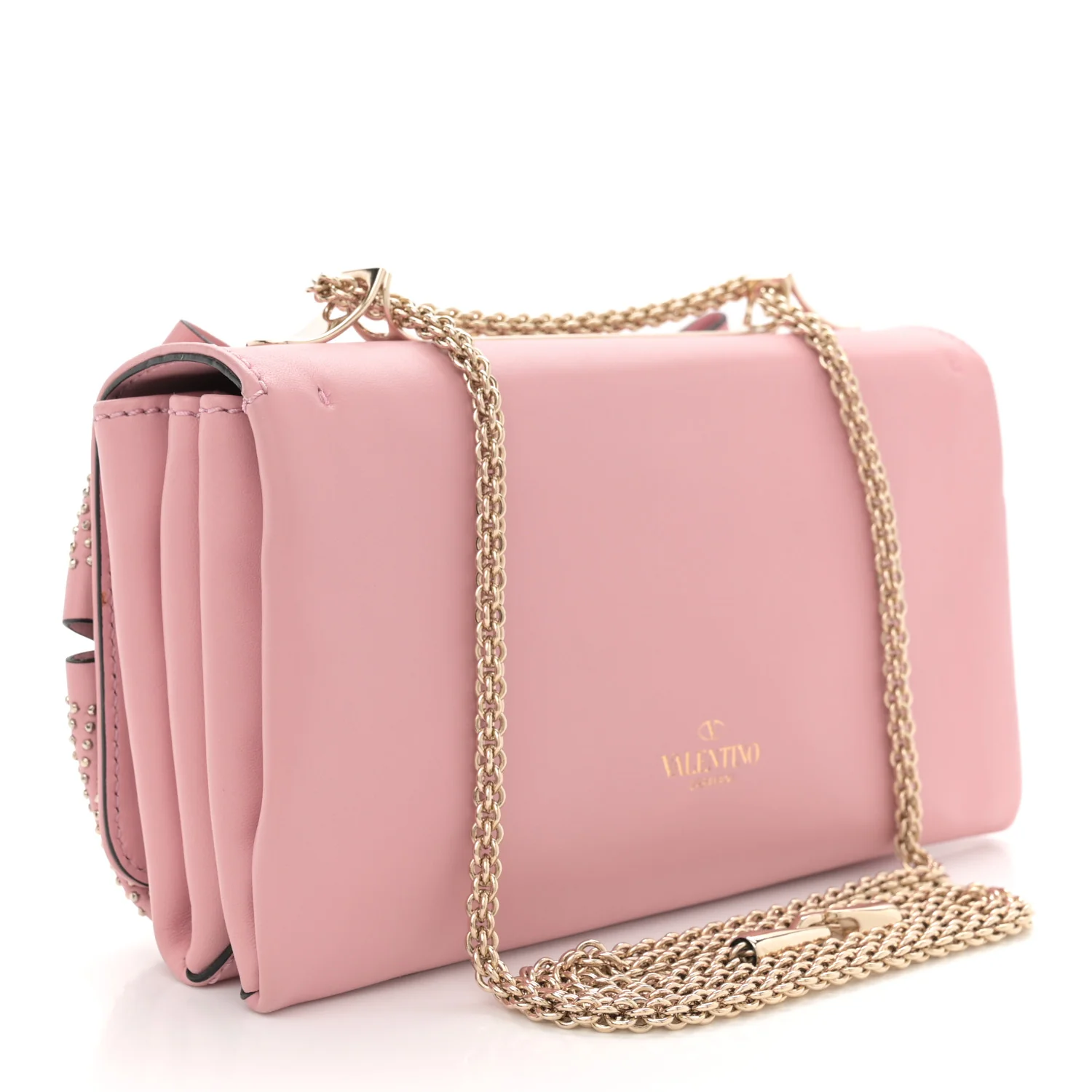 Nappa Bow Studded Shoulder Bag Pop Gardenia
