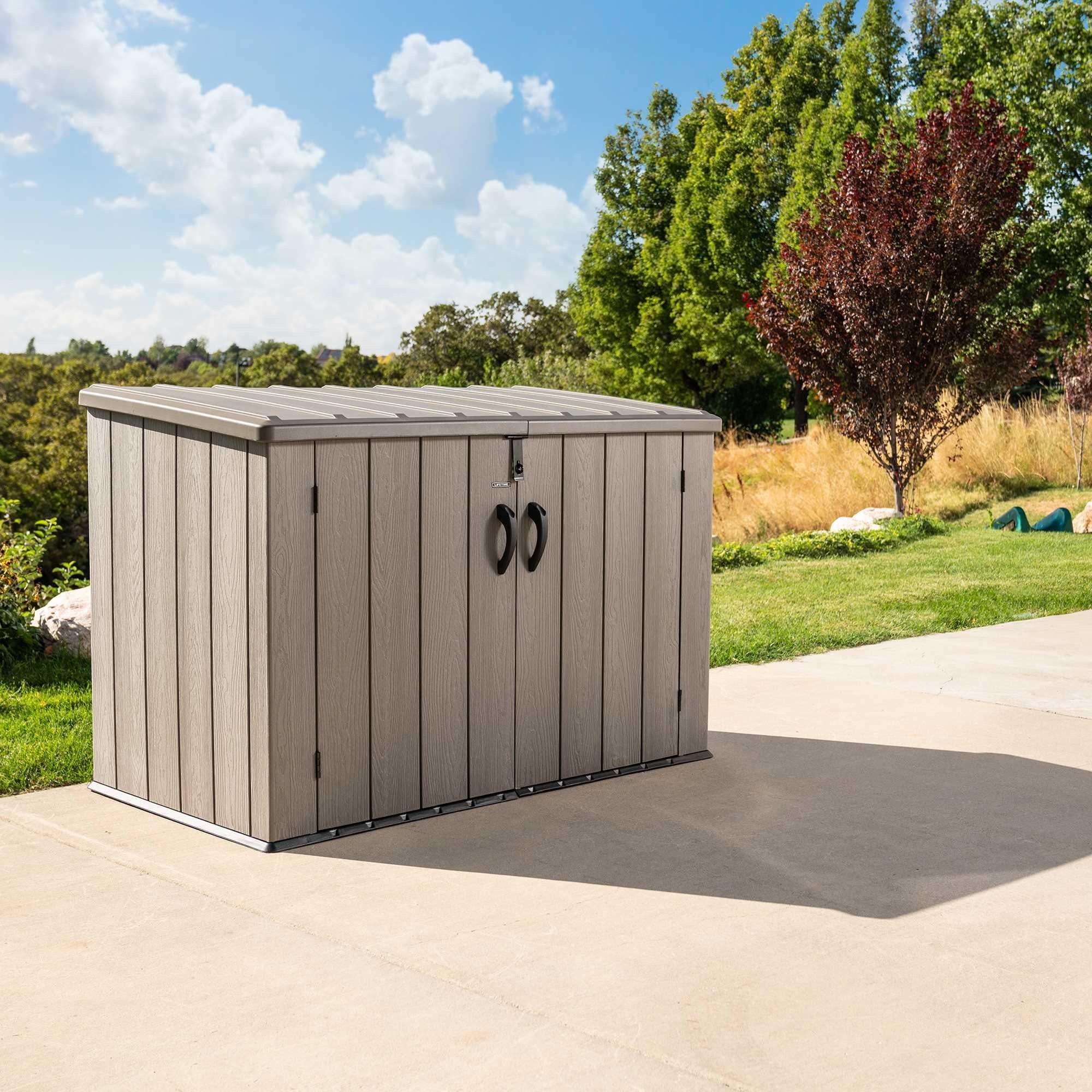 Lockable DIY Polyethylene Horizontal Storage Shed, 75 cubic ft., Light Brown (60341) - Image 6