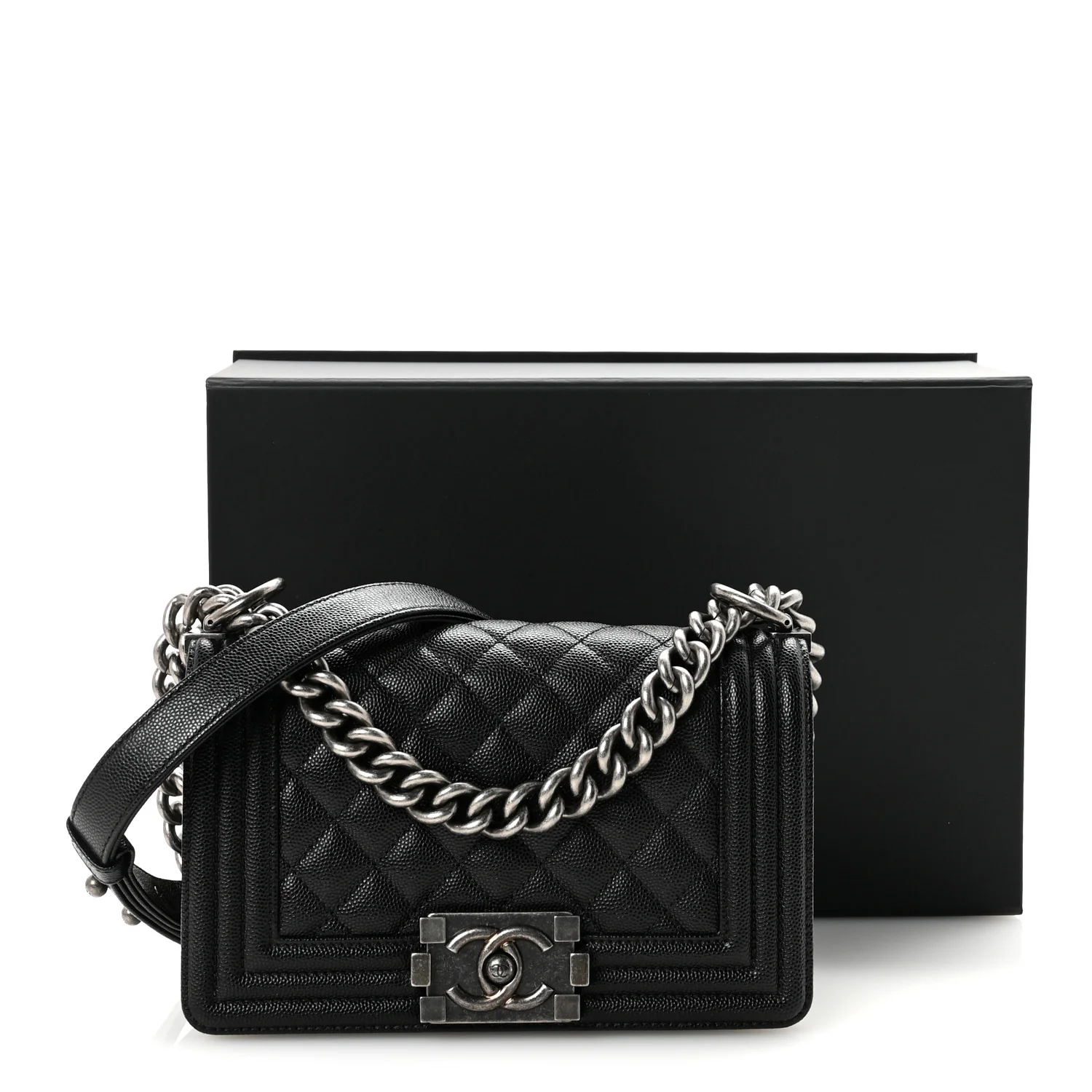 Caviar Quilted Small Boy Flap Black