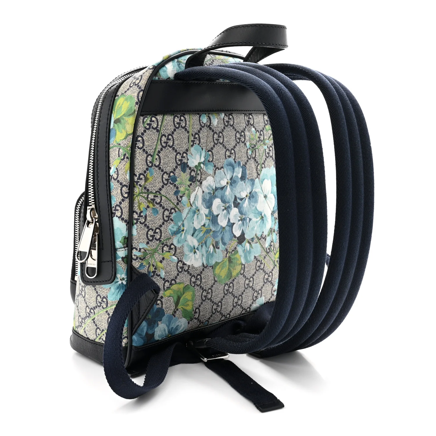 GG Supreme Monogram Blooms Small Day Backpack Blue