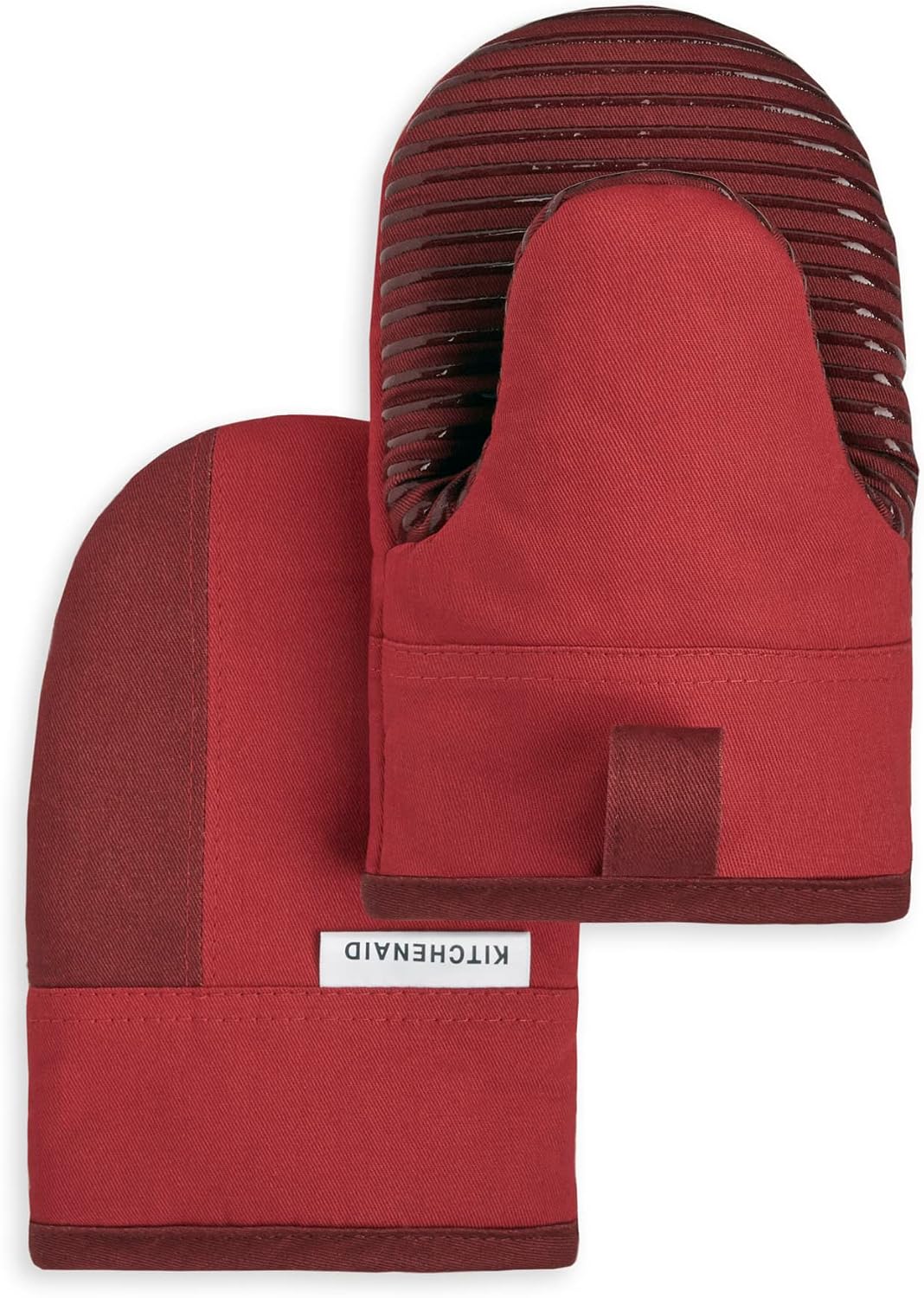 KitchenAid Beacon Two-Tone Non-Slip Mini Oven Mitt Set, Pistachio/Graphite Green, 5.5