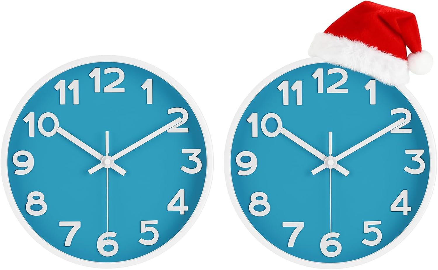 HIPPIH 10 Inch Wall Clock, 2Pack Silent Non Ticking Battery Operated Clocks| Black Analog Clock| Living Room, Office, Classroom, Bedroom, Kitchen, Bathroom| Modern Simple Style| Easy to Read| Accurate