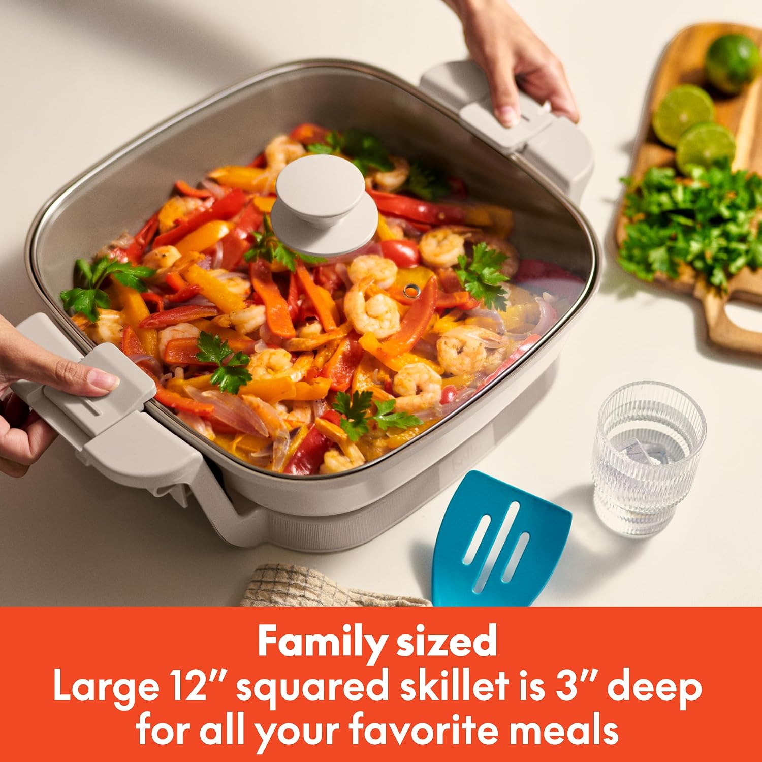 bella Fits-Anywhere™ SAUTE Make & Take Skillet, Non-Toxic, Ceramic, Oatmilk