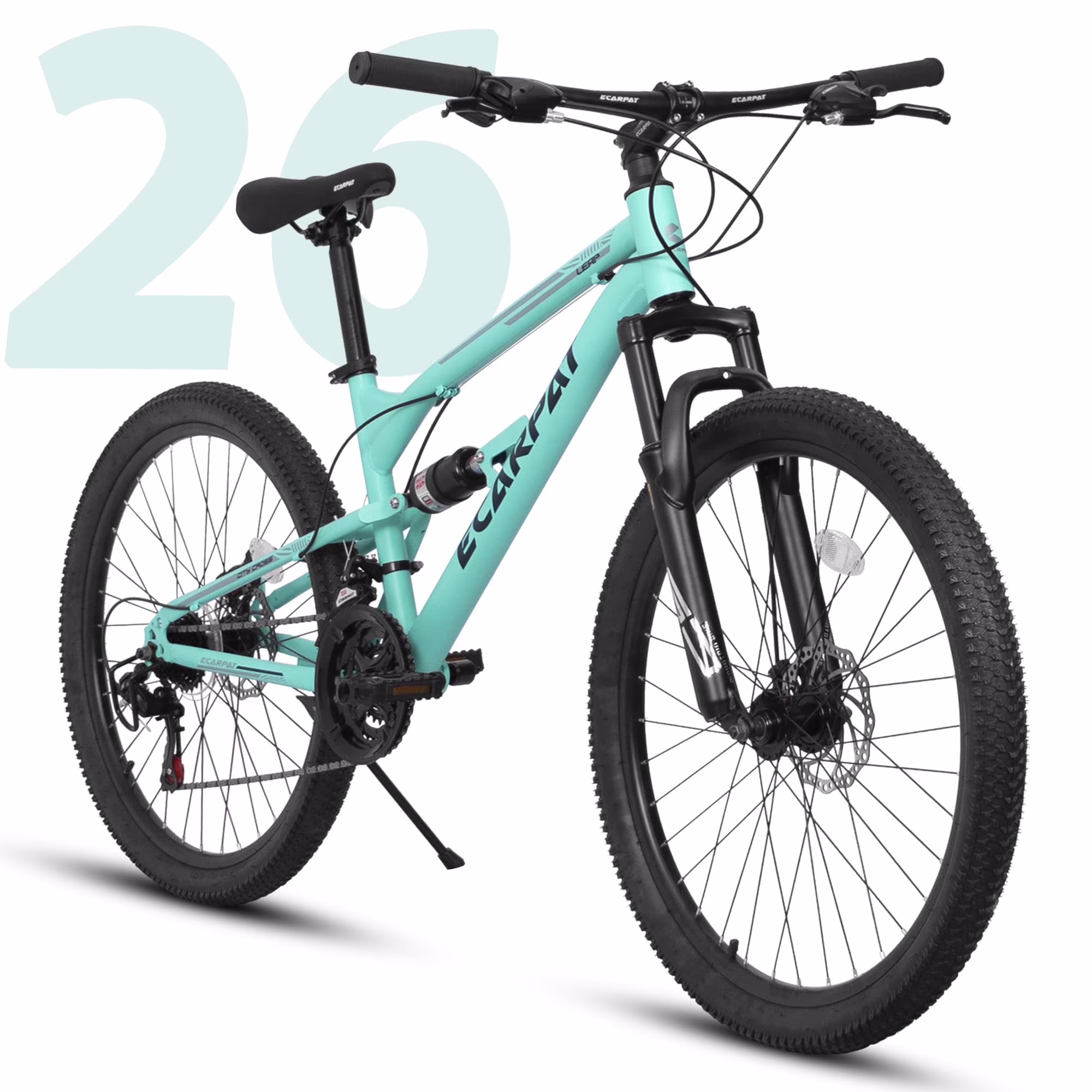 POVANLI  26 Inch Mountain Bike Adult Full Shimano 21 Speed Mountain Bike, Dual Disc Brake, Aluminum Frame Disc Brake, Front Suspension, Mountain biking for both men and women, Black (Gift)