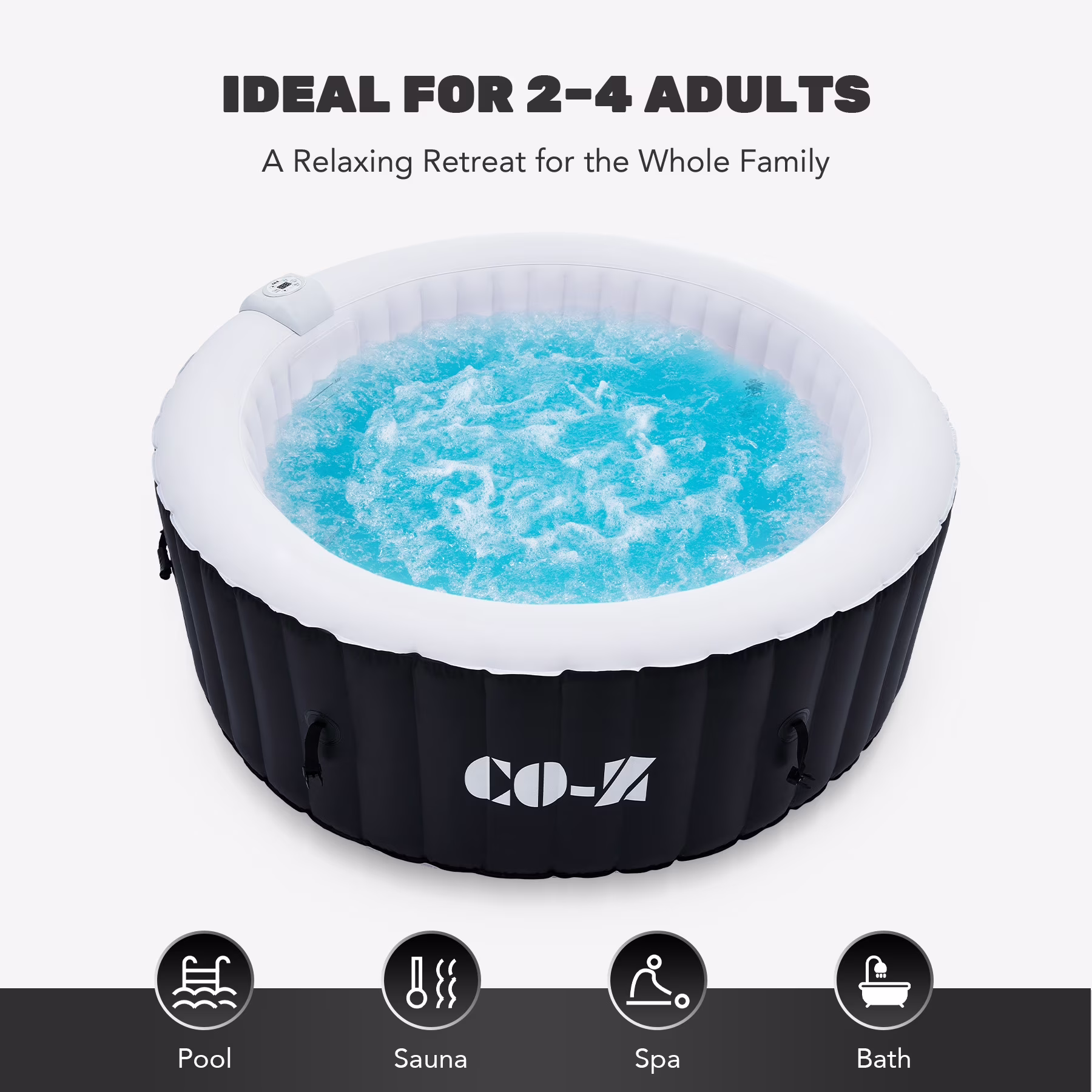 4-6 Person 7ft Inflatable Hot Tub Pool with Massage Jets and All Accessories Gray(4-6-R-Gray) - Image 9