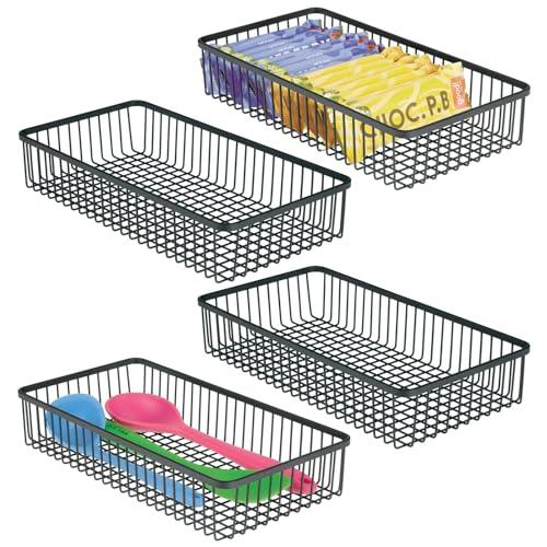 Mdesign Metal Farmhouse Kitchen Cabinet Drawer Organizer Tray - Storage Basket For Cutlery, Serving Spoons, Cooking Utensils, Gadgets - 12.1