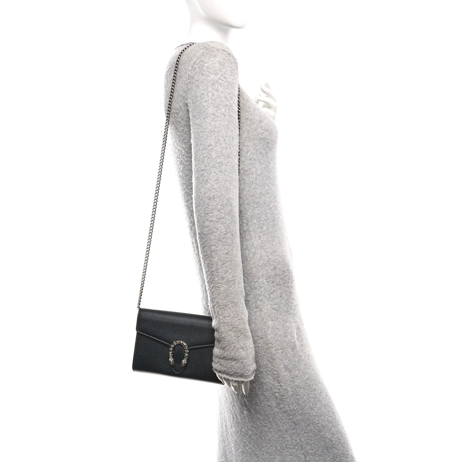 Calfskin Mini Dionysus Chain Wallet Black