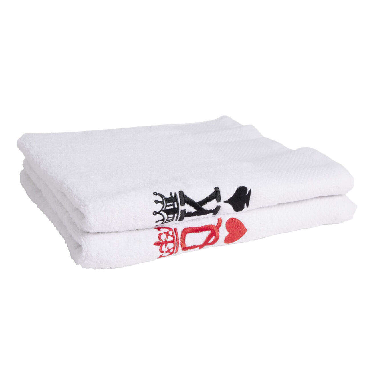 Lot de 2 serviettes brodées King et Queen 70xL130cm