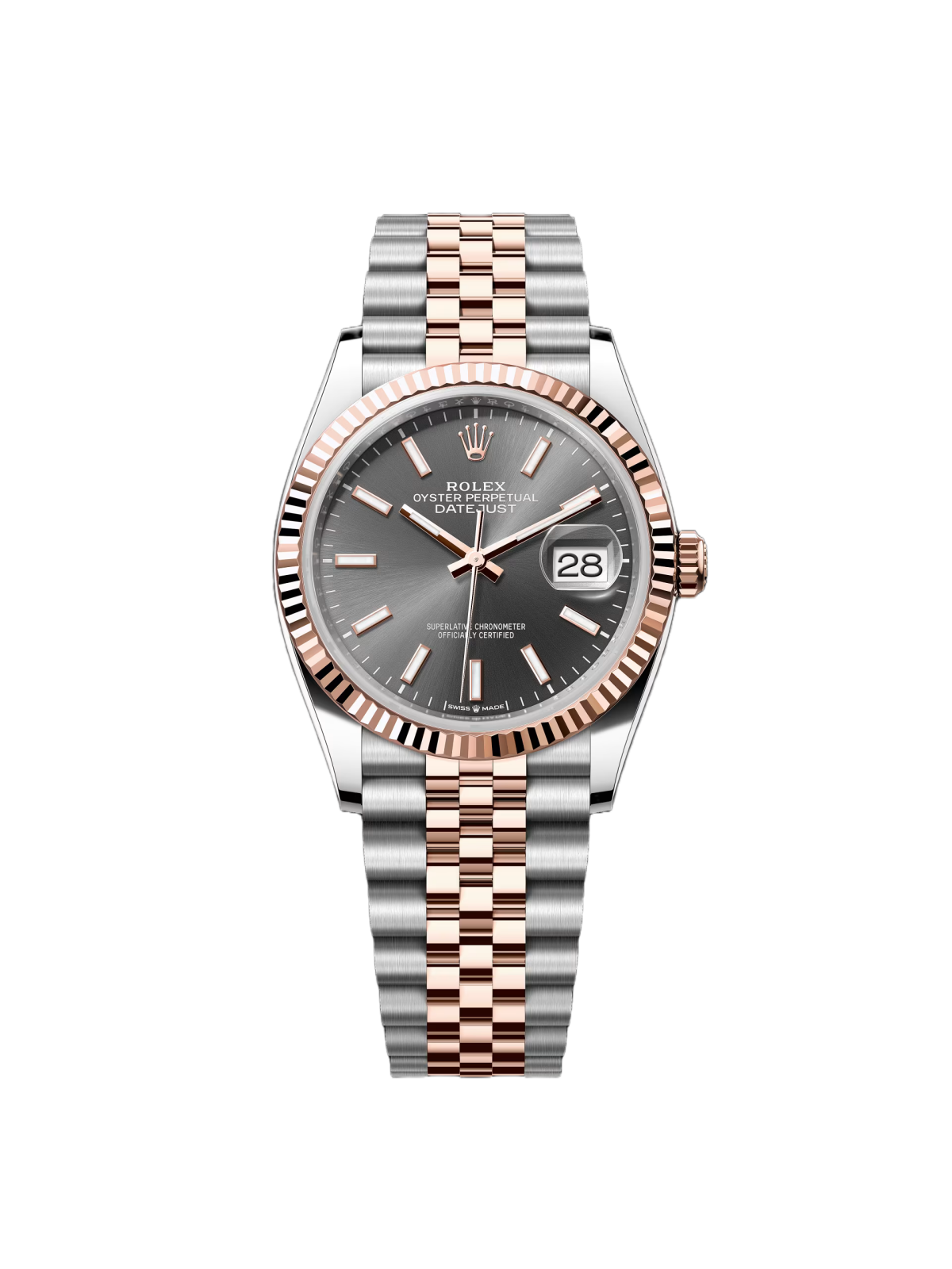 【Super Clone】RLX  Datejust 36mm 126231 Slate/Gray Dial Oystersteel and 18K Rose gold Oyster Bracelet