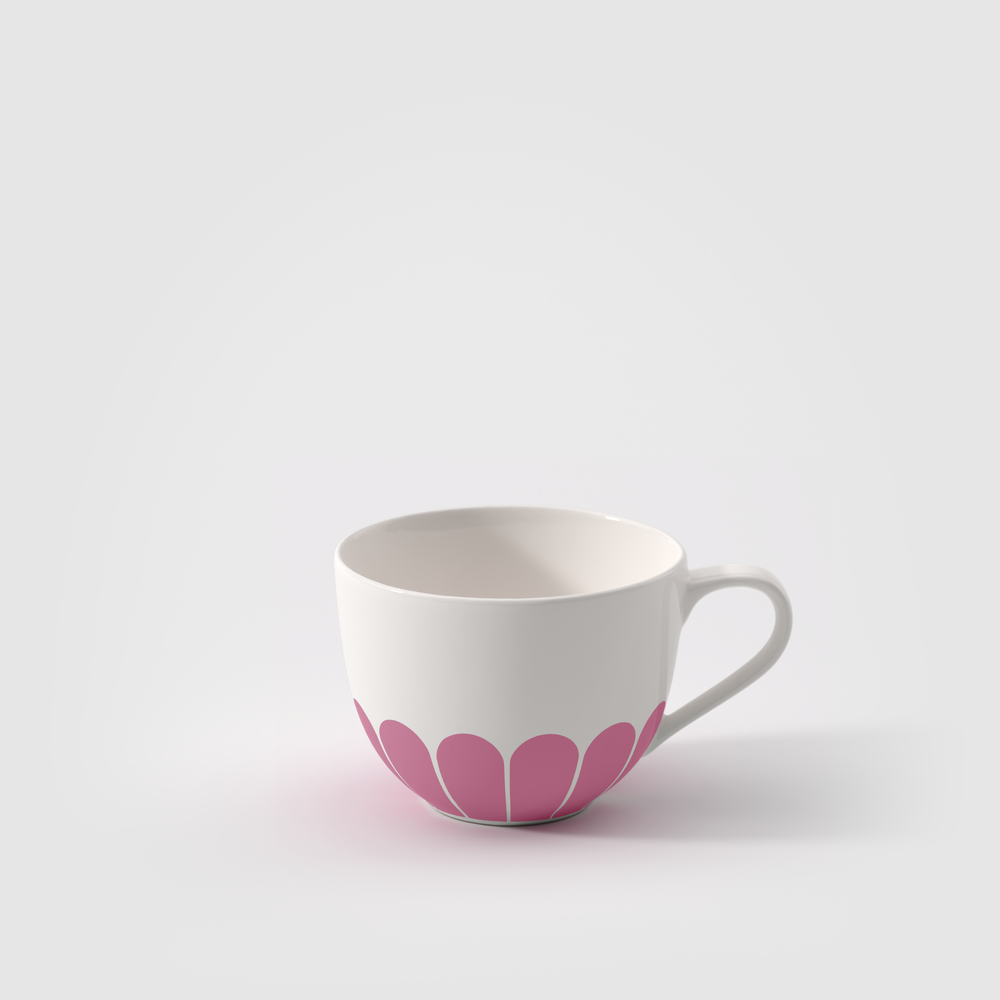 Fleur Coffee cup - Fuchsia, 5.5 oz, Premium Porcelain