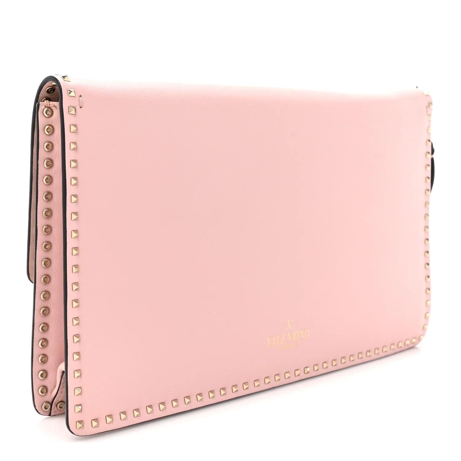 Nappa Micro Rockstud Wristlet Clutch Water Rose