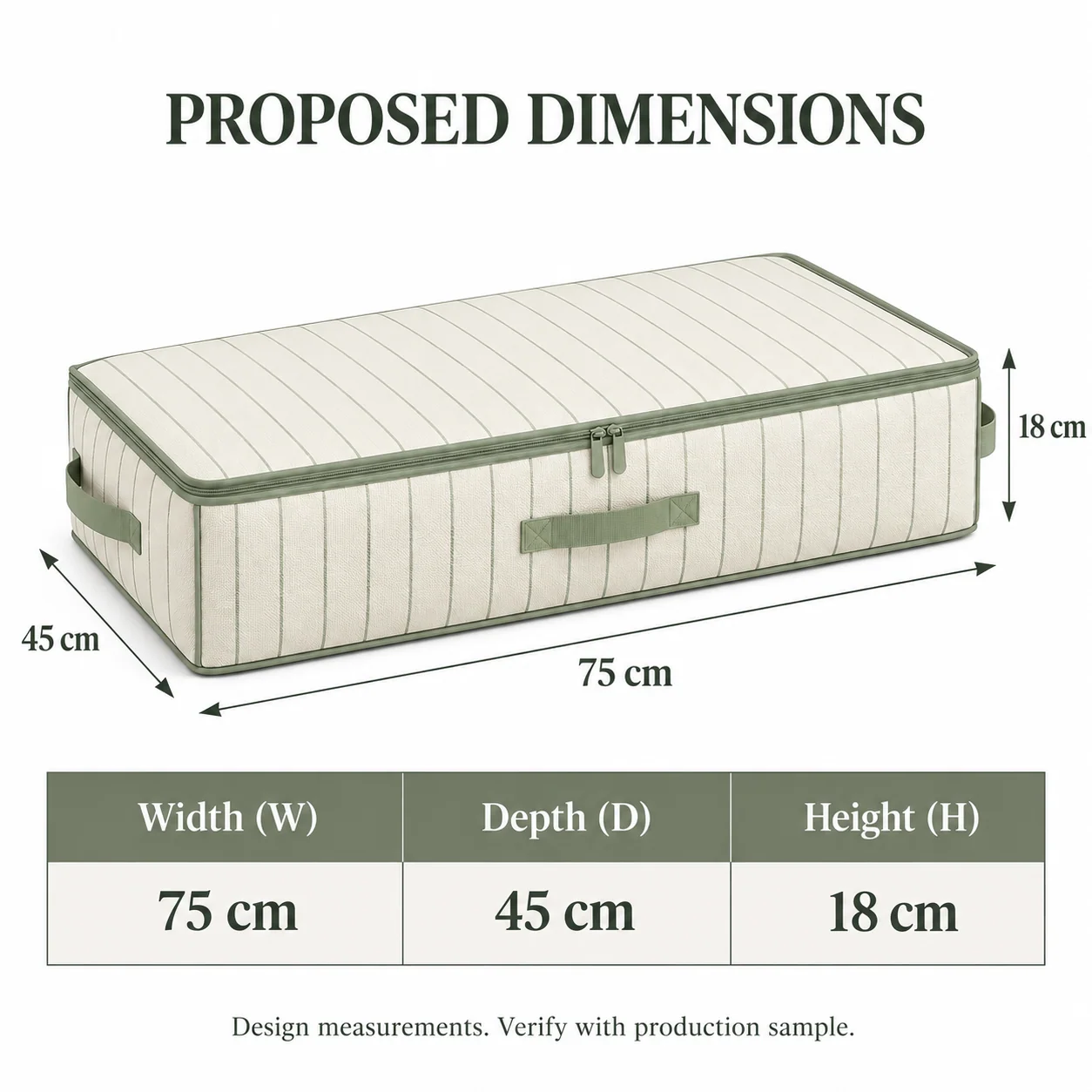 Sage Stripe Underbed Clothes Storage Bag