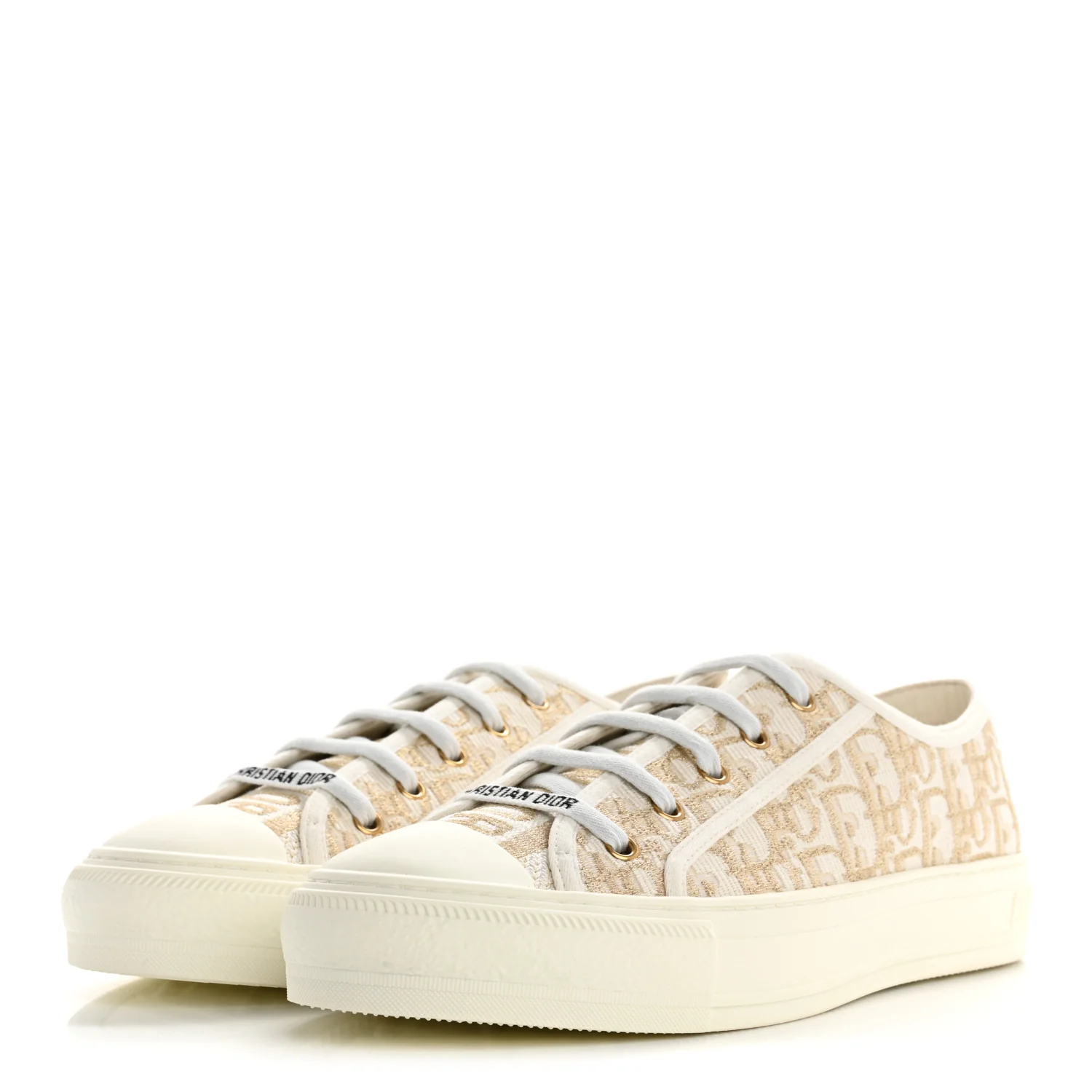 Canvas Oblique Walk'N'Dior Low Top Sneakers 41 Pale Gold
