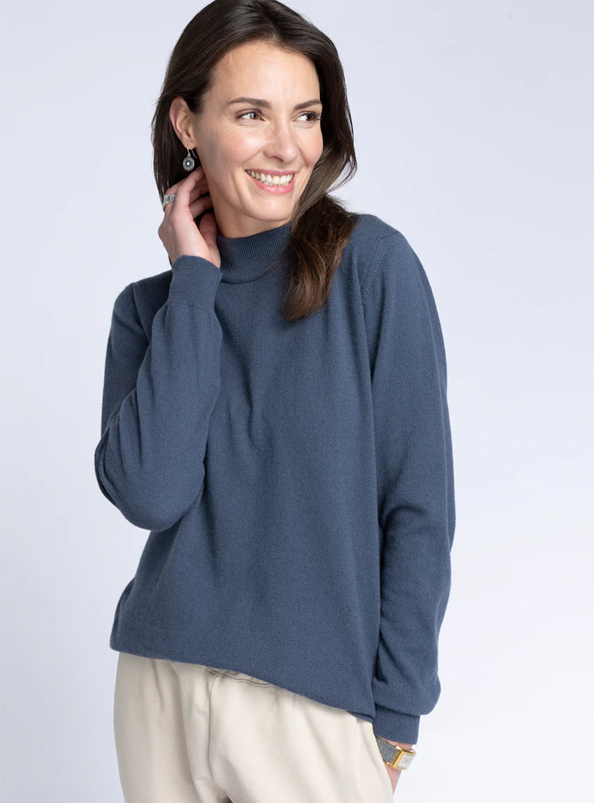 Pull col cheminée femme 100% cachemire Gris Cendré