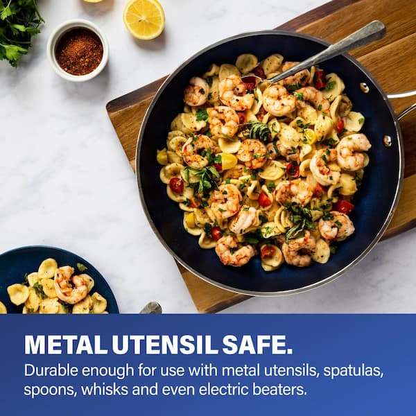 Classic Blue 20 Piece Aluminum Ultra Durable Non Stick Diamond Infused Cookware and Bakeware Set Image 10