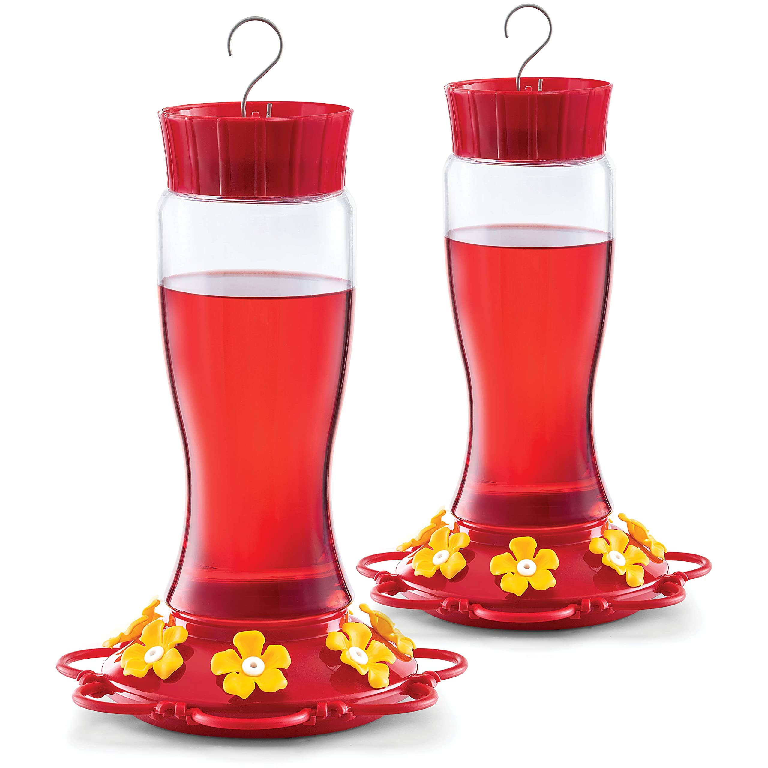 Sewanta Hummingbird Feeder 30 oz [Set of 2] Plastic Hummingbird Feeders for Outdoors - with Built-In Ant Guard - Circular Perch with 7 F