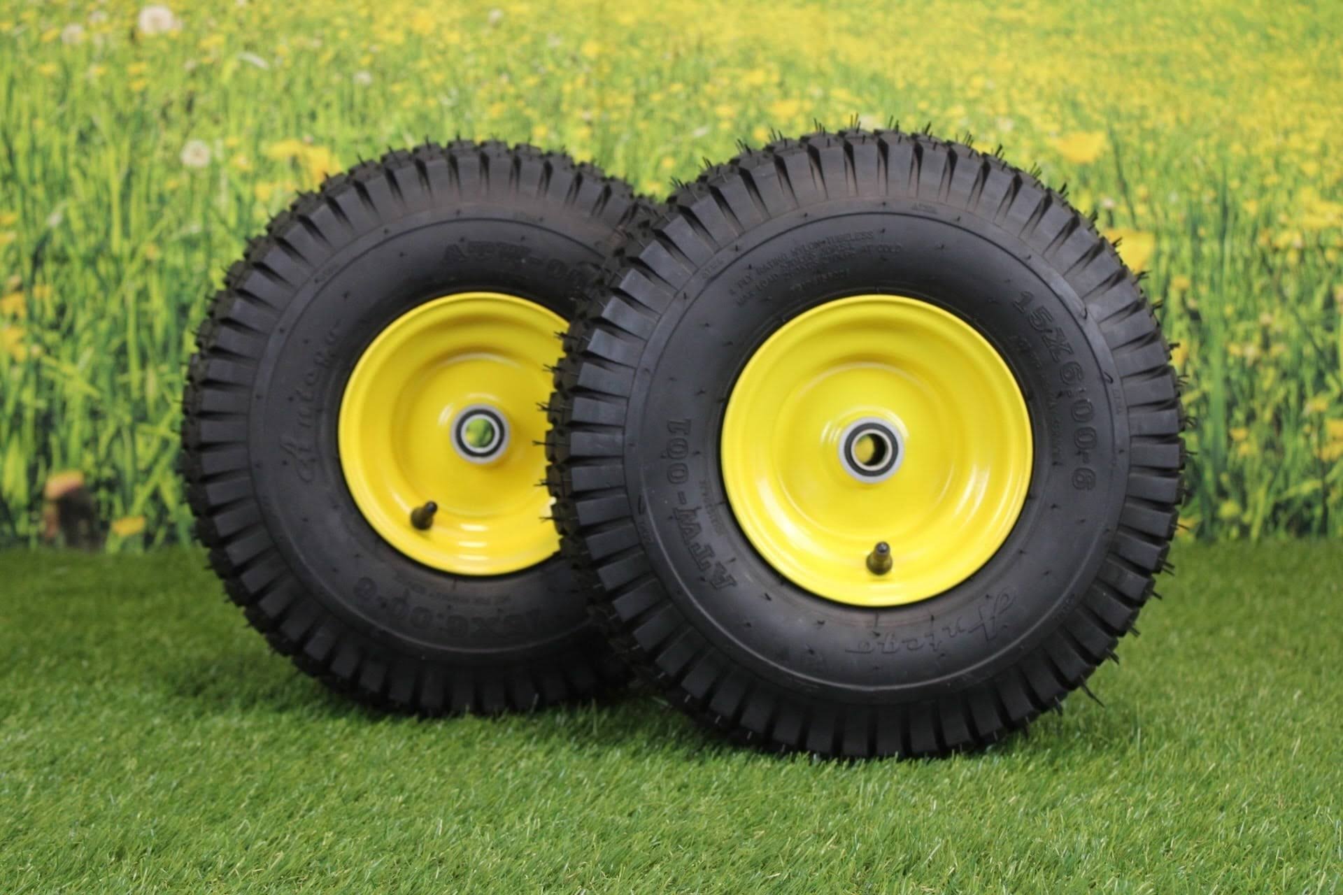 Antego Tire & Wheel (Set of 2) 15x6.00-6 Tires & Wheels 4 Ply for Lawn & Garden Mower Turf Tires .75