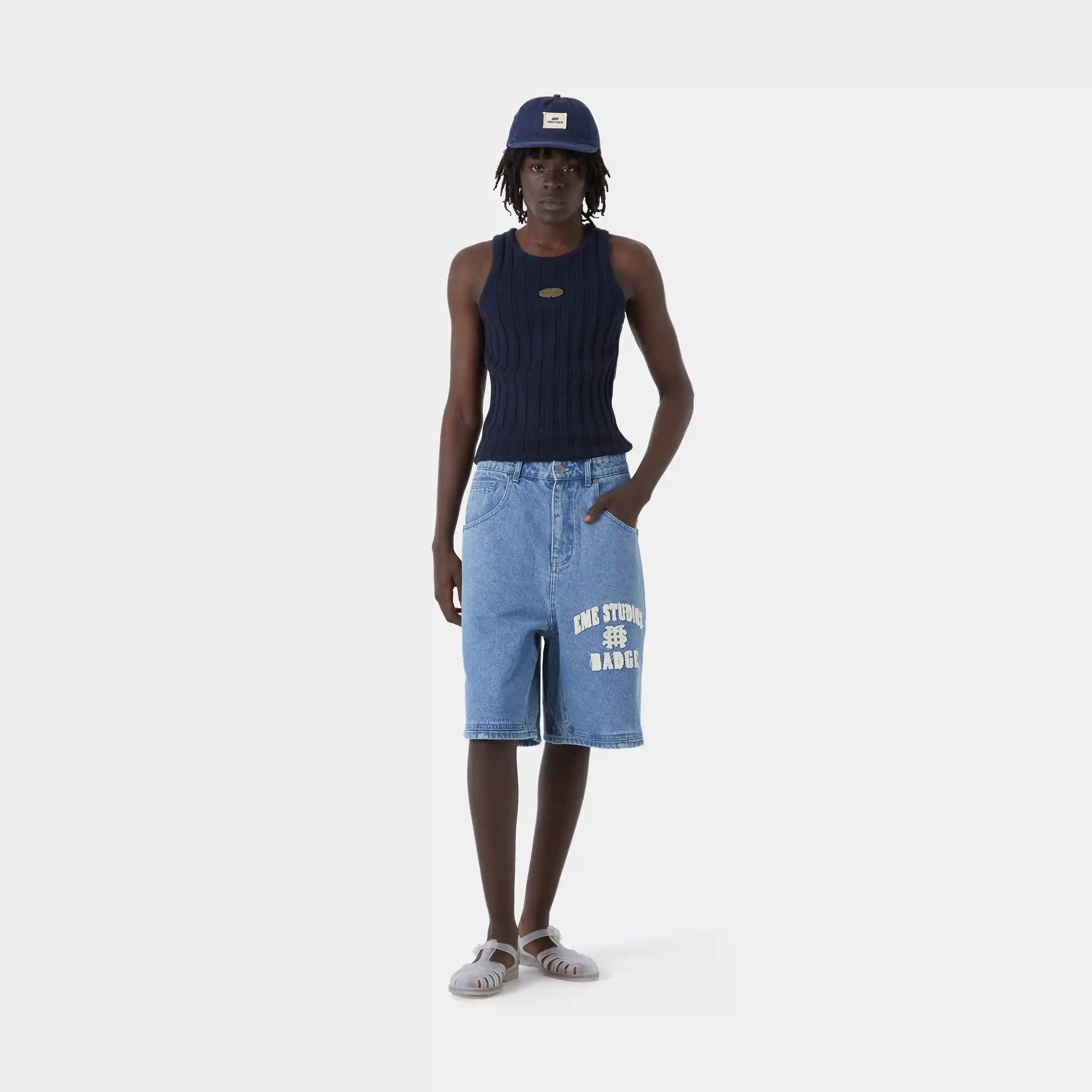 Rib Navy Tank Top