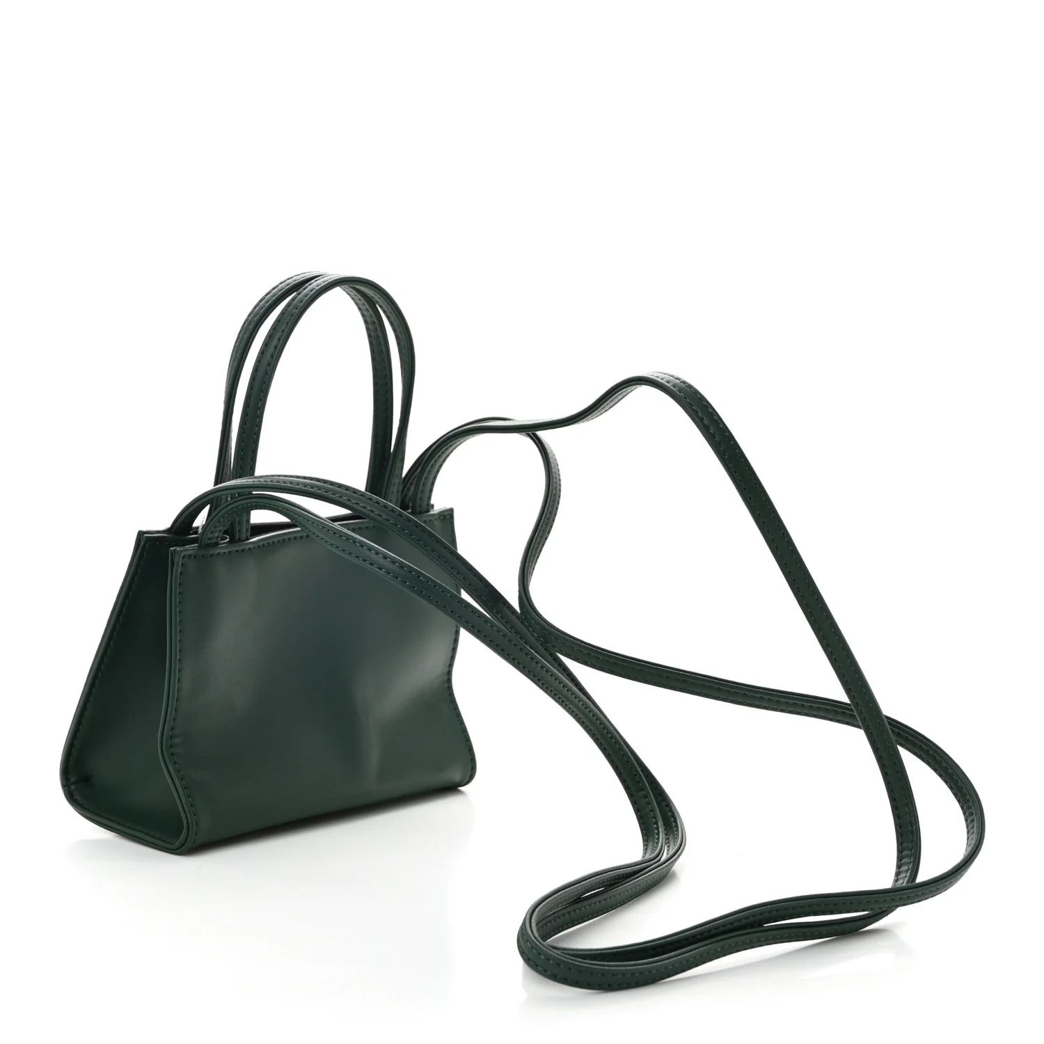 Vegan Leather Small Shopping Bag Dark Olive